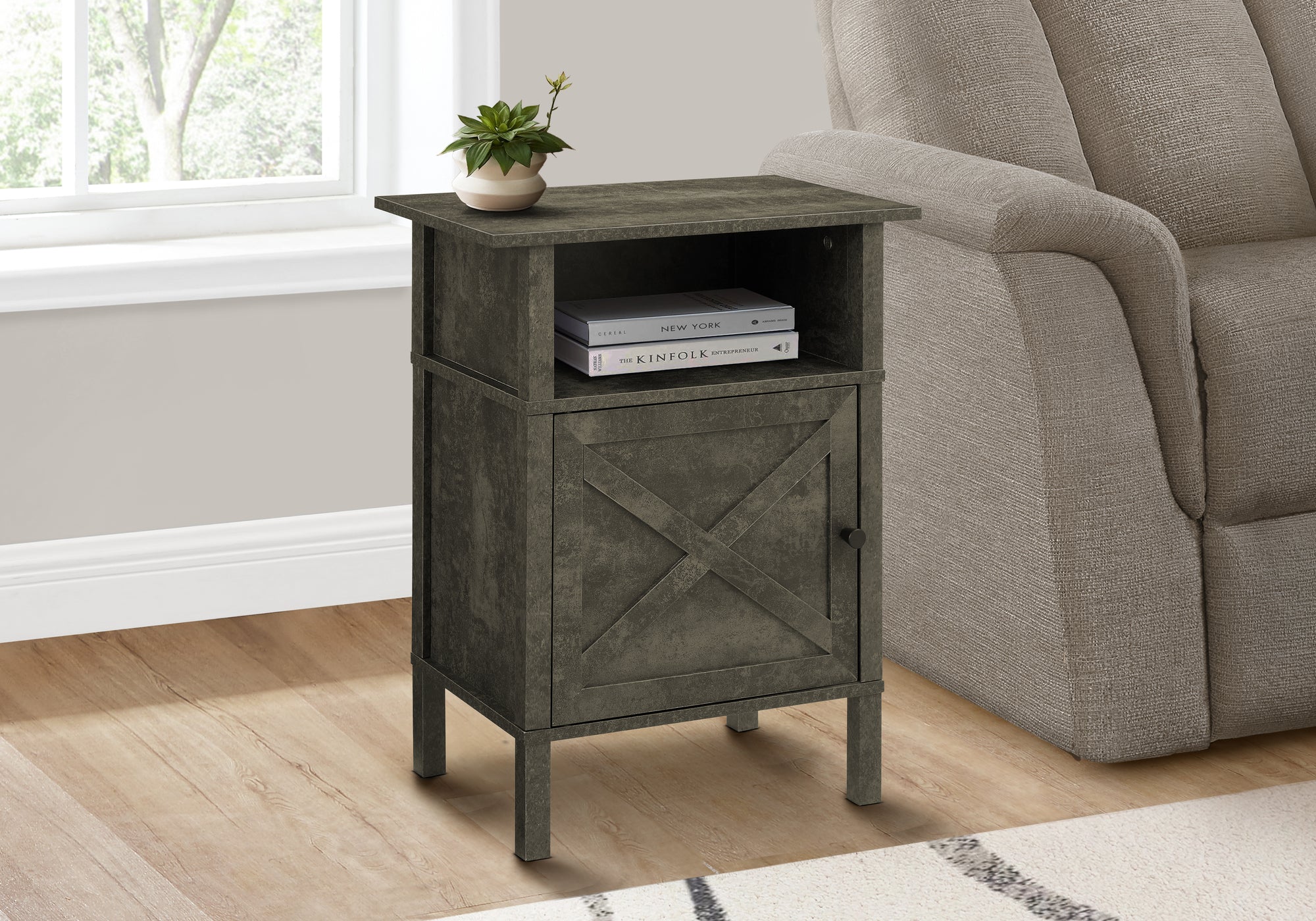 Elladio - Accent Table Side Table End Living Room Small Storage Dark