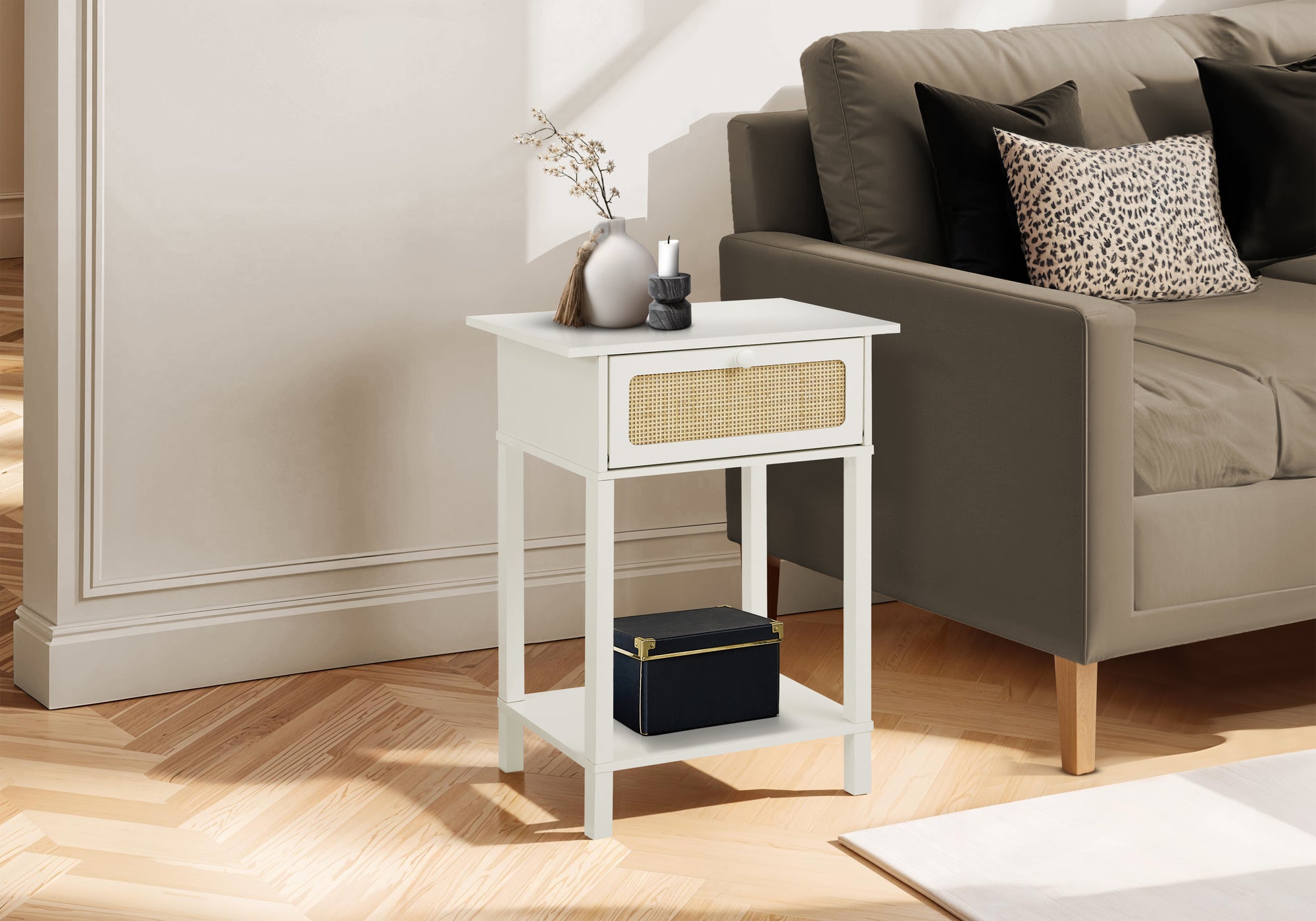 Matteo - Accent Table 2 Tier End Nightstand Side Table Storage Drawer