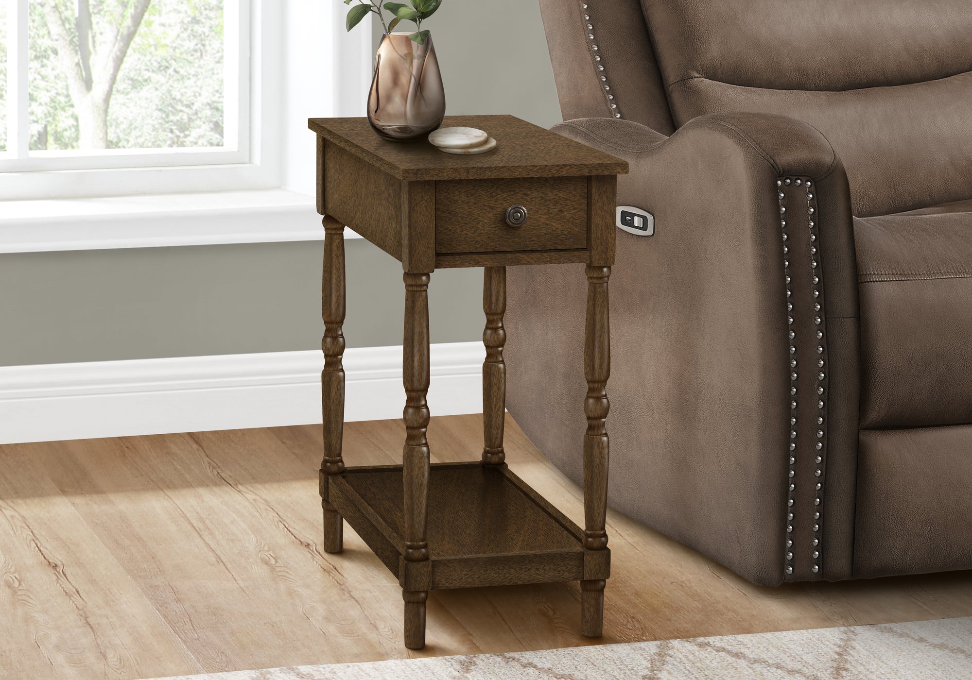 Delora - Accent Table 2 Tier End Side Table Nightstand Bedroom Narrow