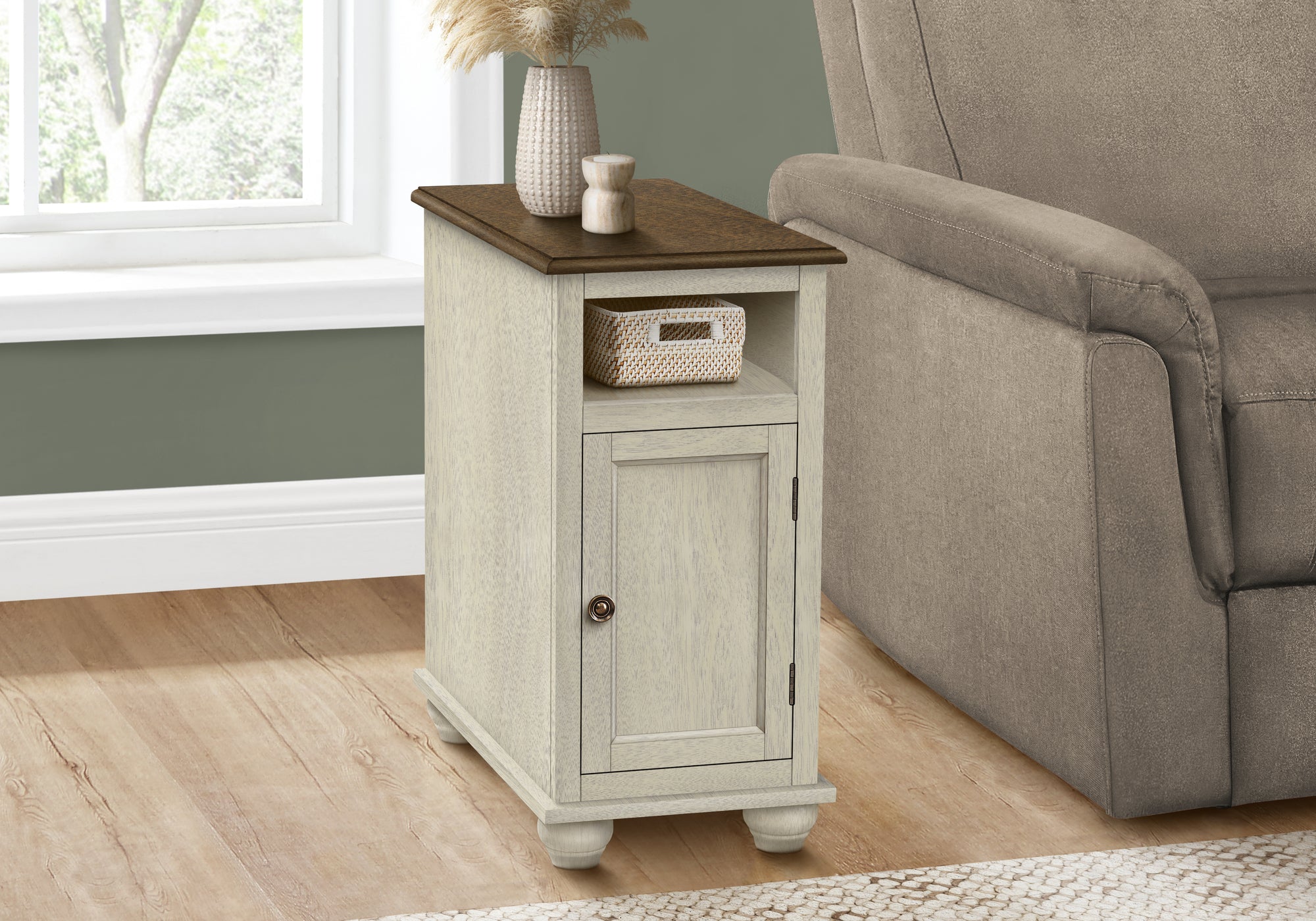 Caiman - Accent Table End Side Table Bedroom Nightstand Narrow Lamp Storage