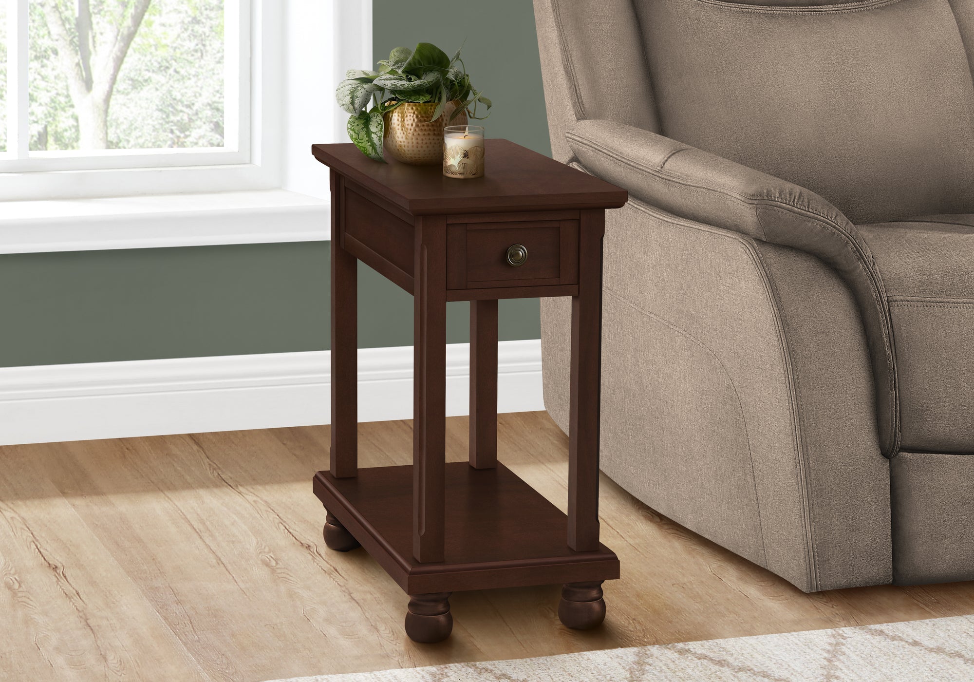Bartow - Accent Table End Side Table Narrow Nightstand Bedroom Lamp Storage
