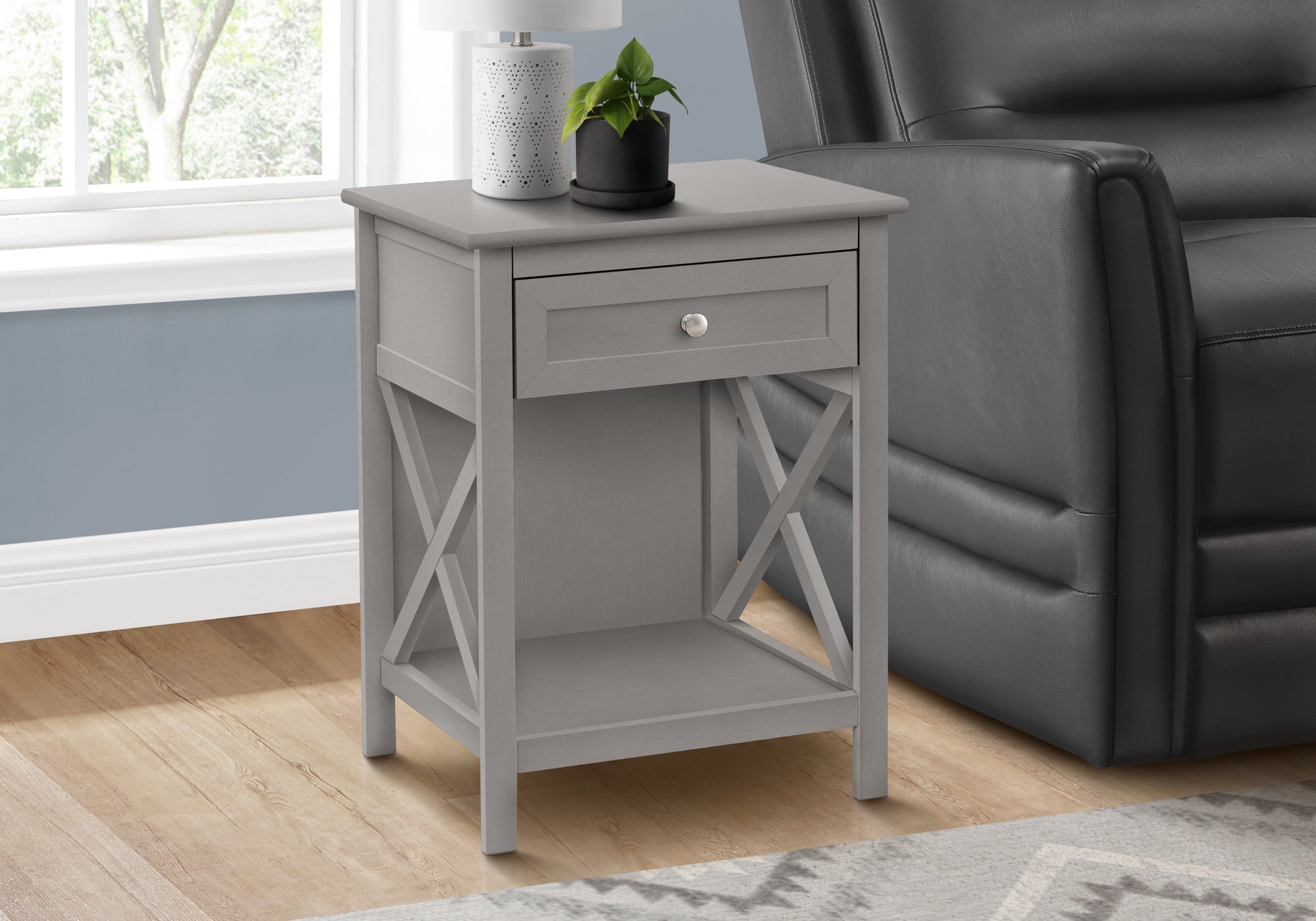 Marieke - Accent Table End Side Table 2 Tier Bedroom Nightstand Lamp