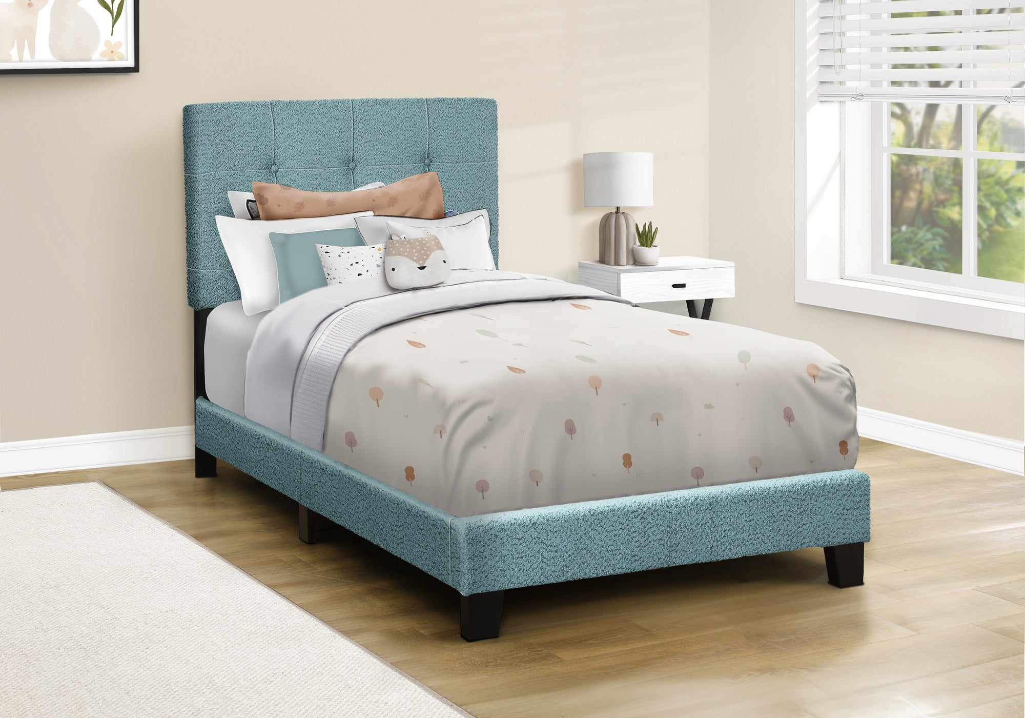 Livinia - Bed Twin Size Upholstered Bedroom Frame Only Youth Teen Juvenile