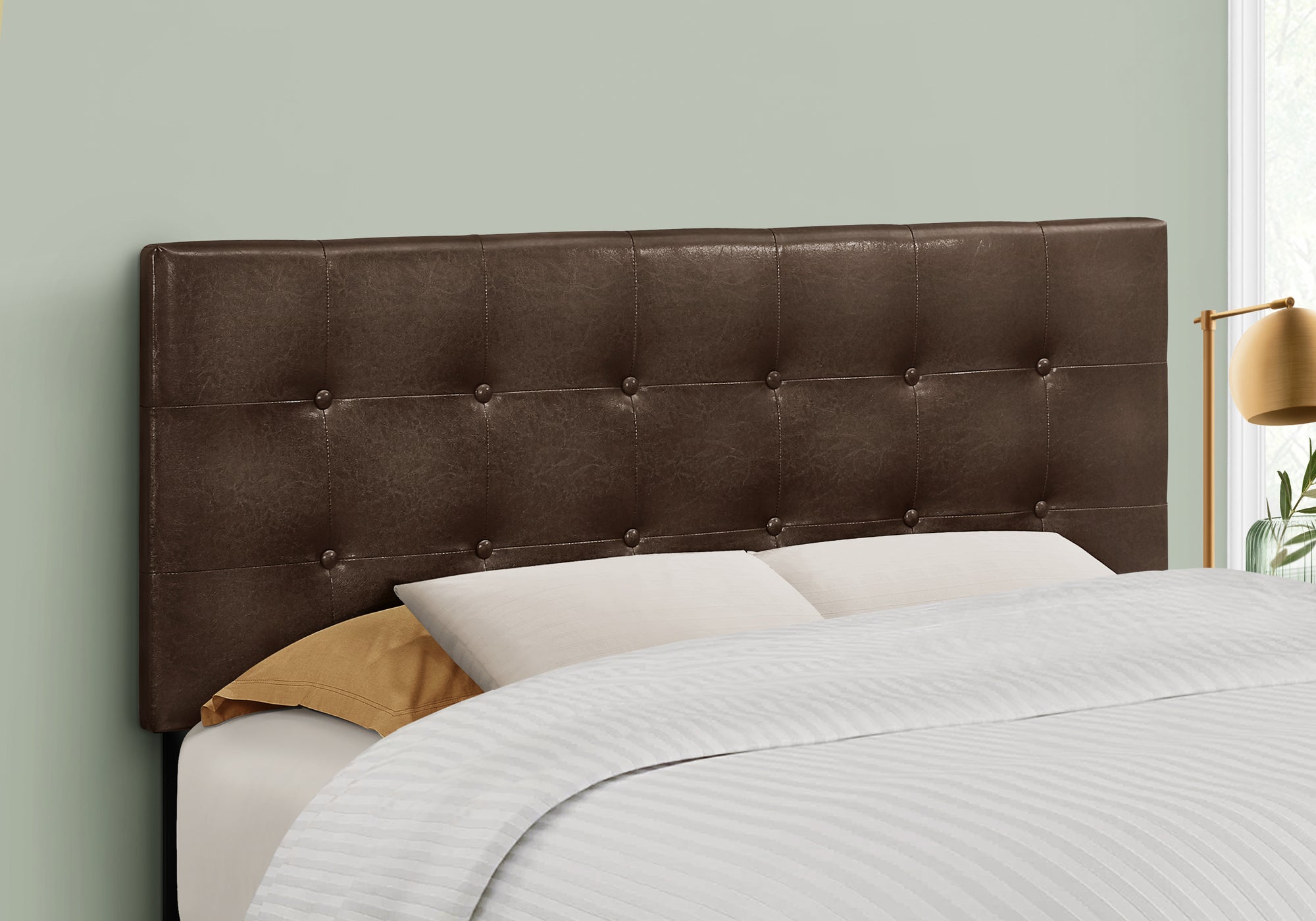 Augustine - Bed Headboard Only Full Size Bedroom Upholstered Brown Leather Look