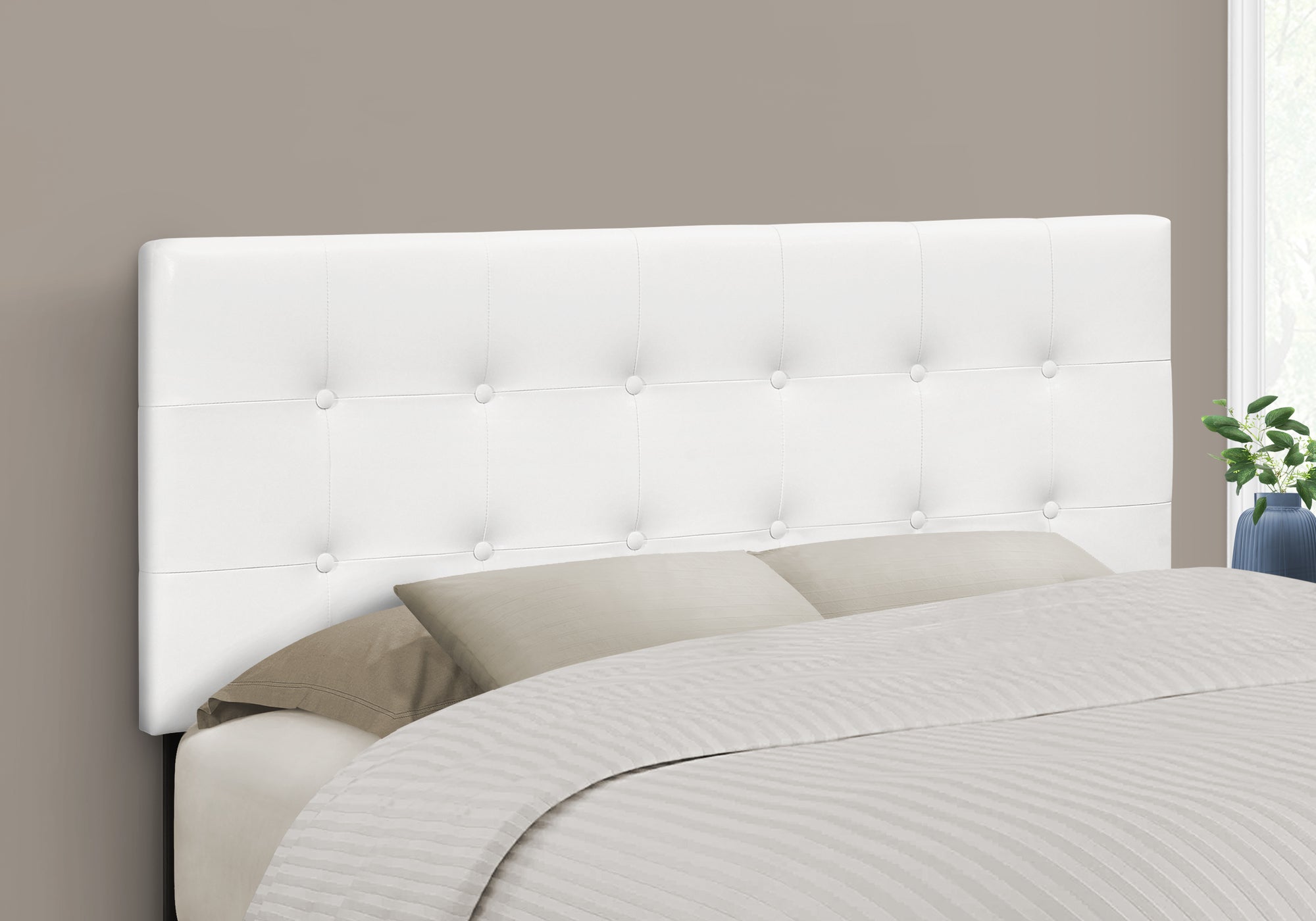 Darla - Bed Headboard Only Full Size Bedroom Upholstered White Leather Look