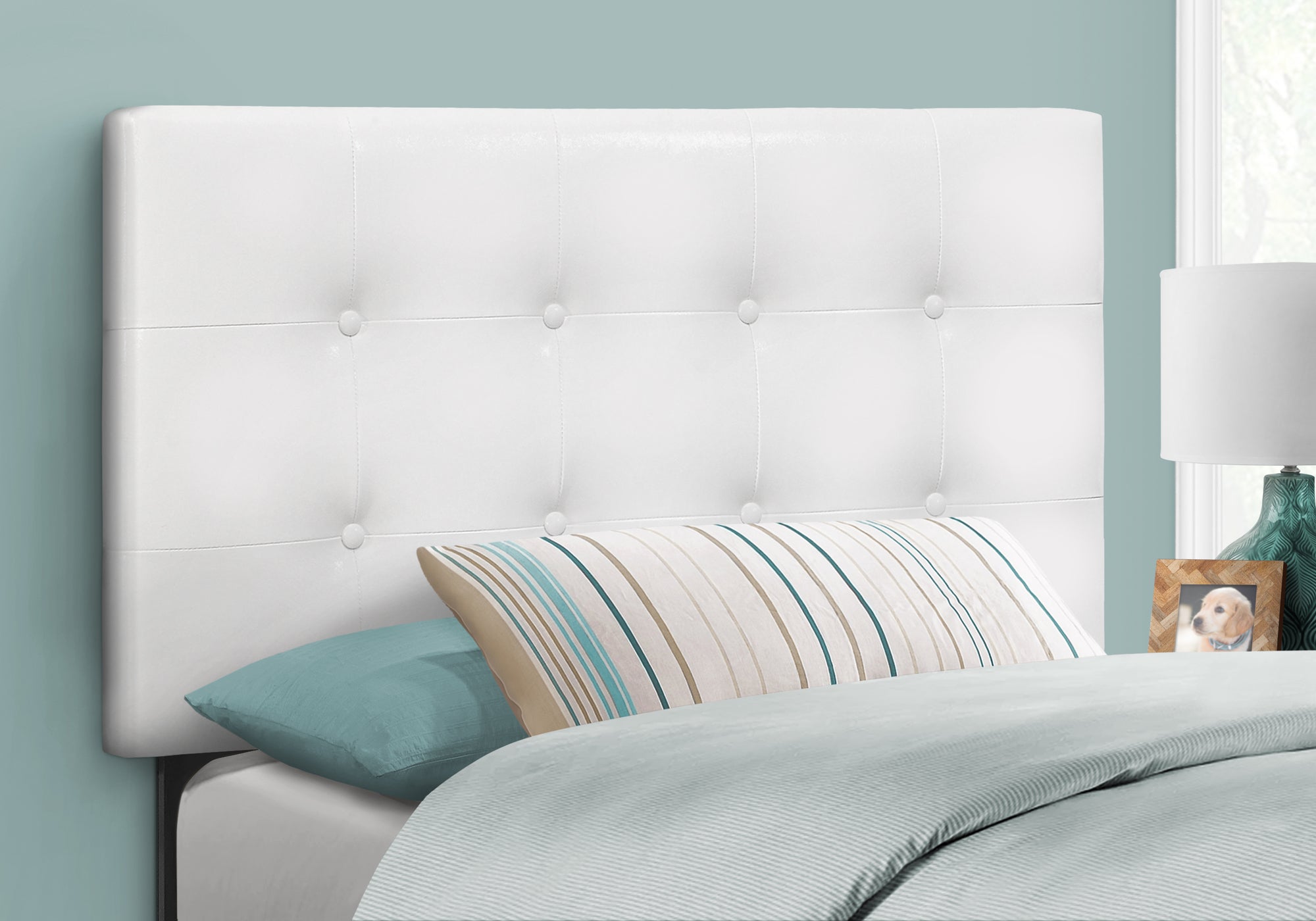Clarke - Bed Headboard Only Twin Size Bedroom Upholstered White Leather Look