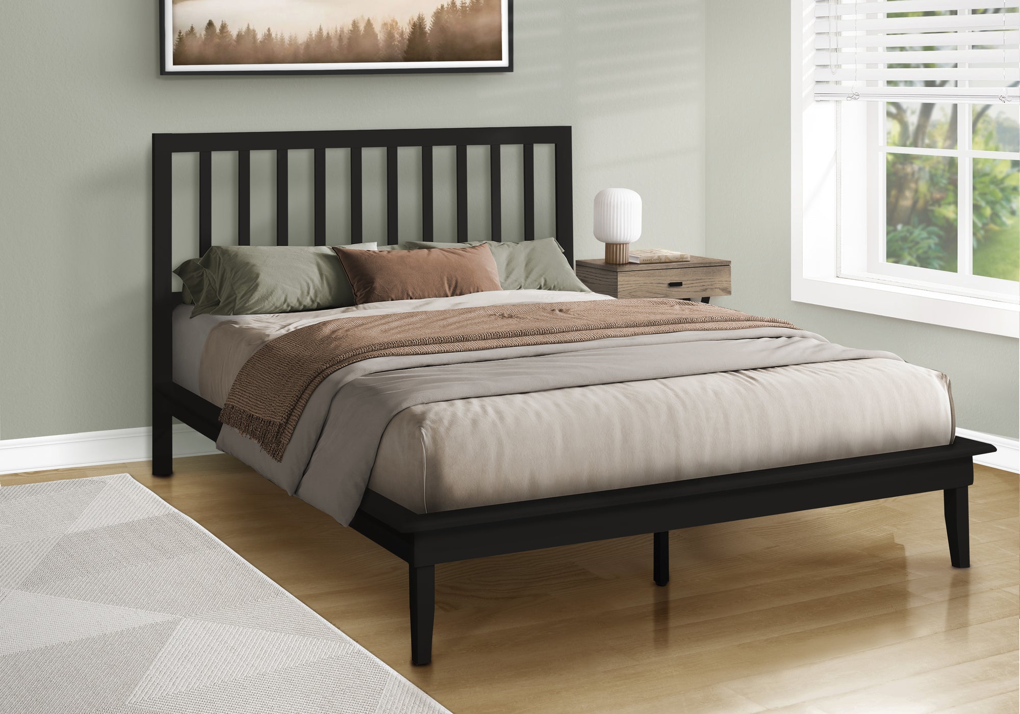 Kaori - Bed Platform Bed Queen Size Frame Only Bedroom Black Wood
