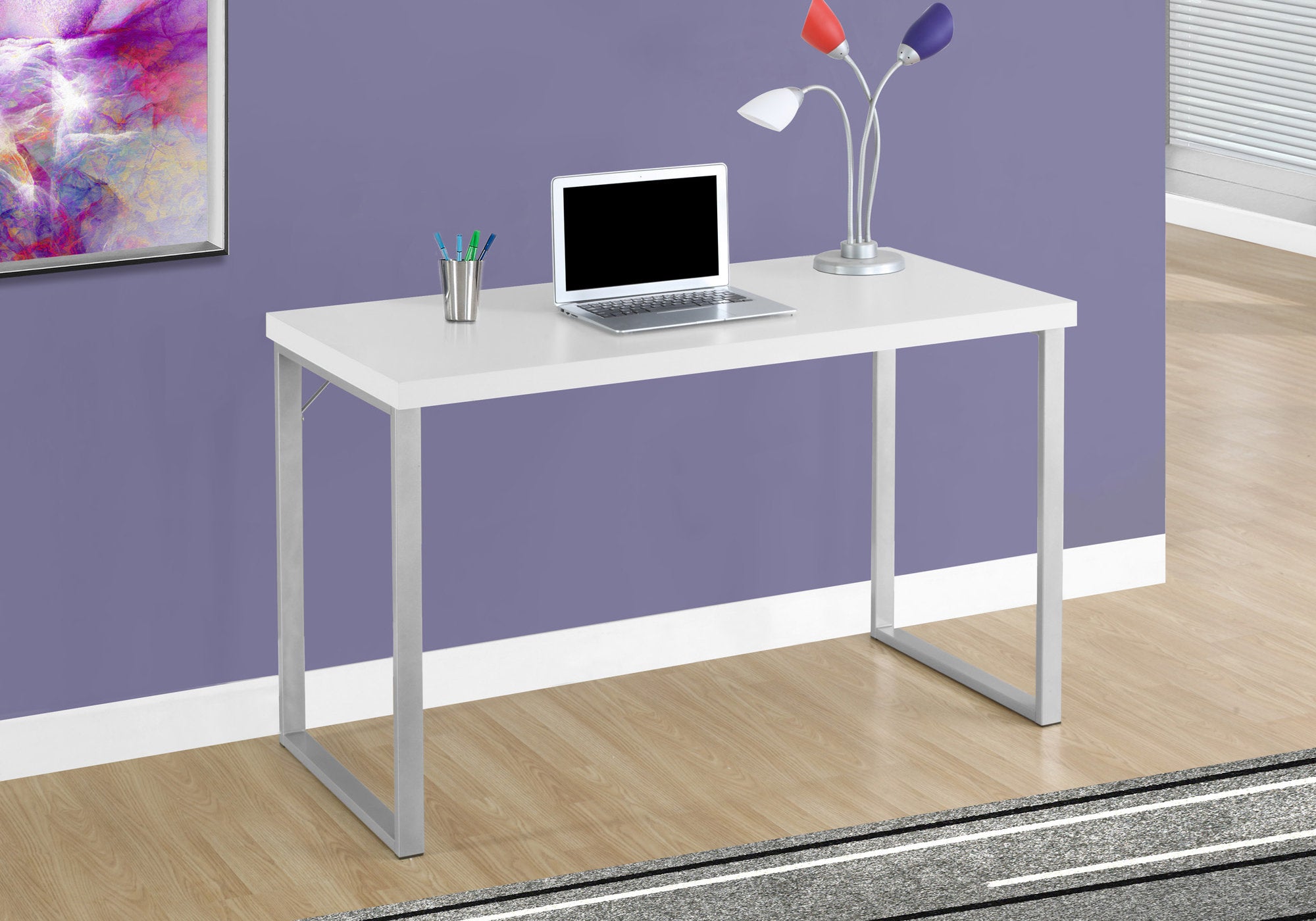 Nada - Computer Desk Home Office Laptop 48"L Work White Laminate Grey
