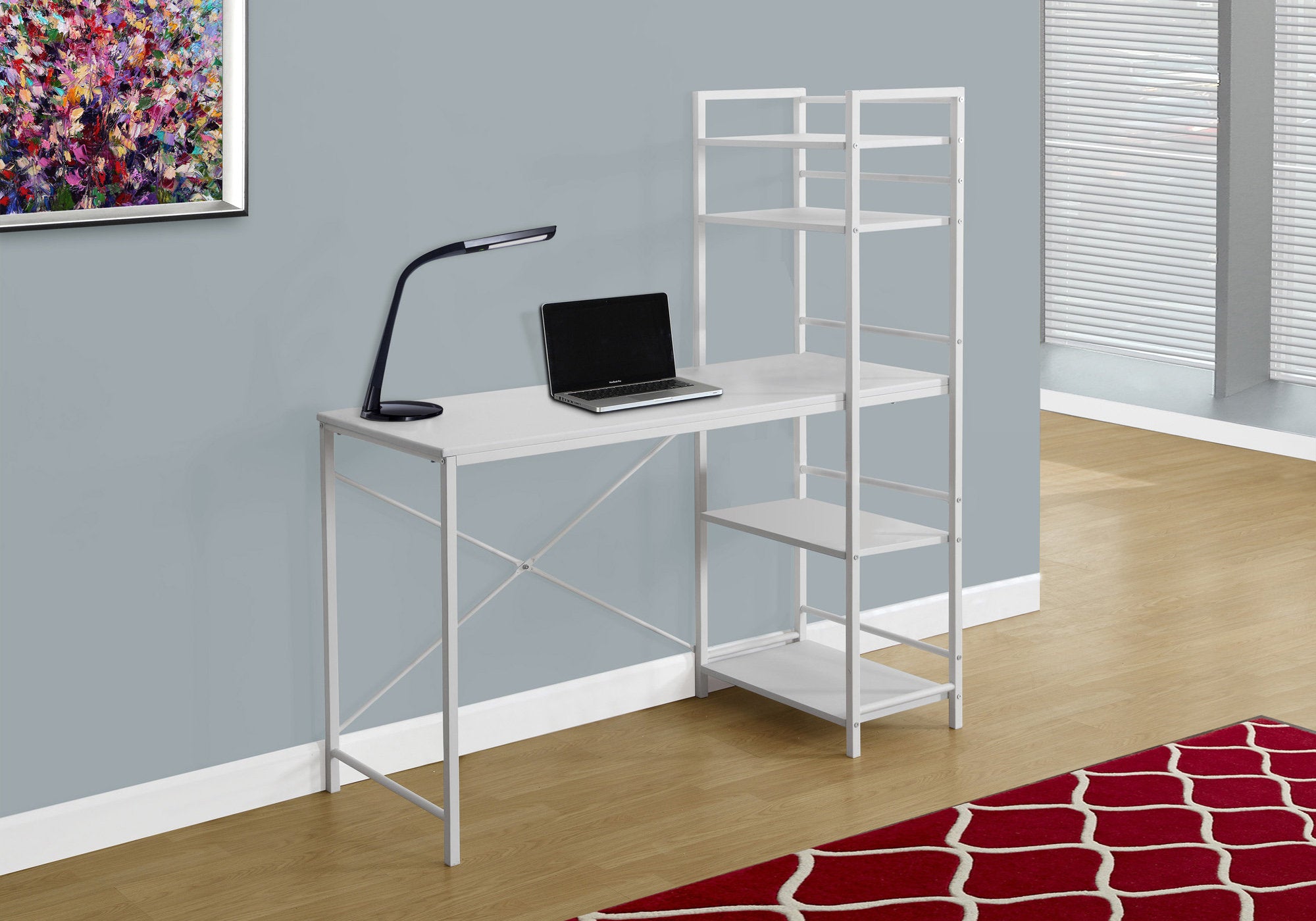 Giovanni - Computer Desk Home Office Laptop Storage Shelves 48"L Work White