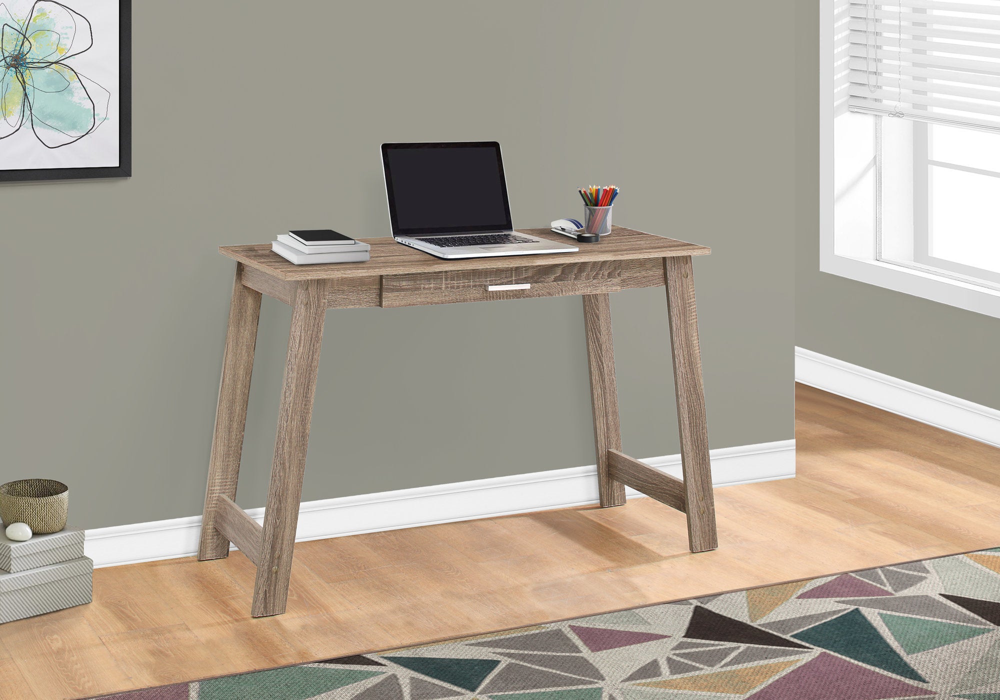 Jessie - Computer Desk Home Office Laptop Storage Drawers Work Brown Laminate