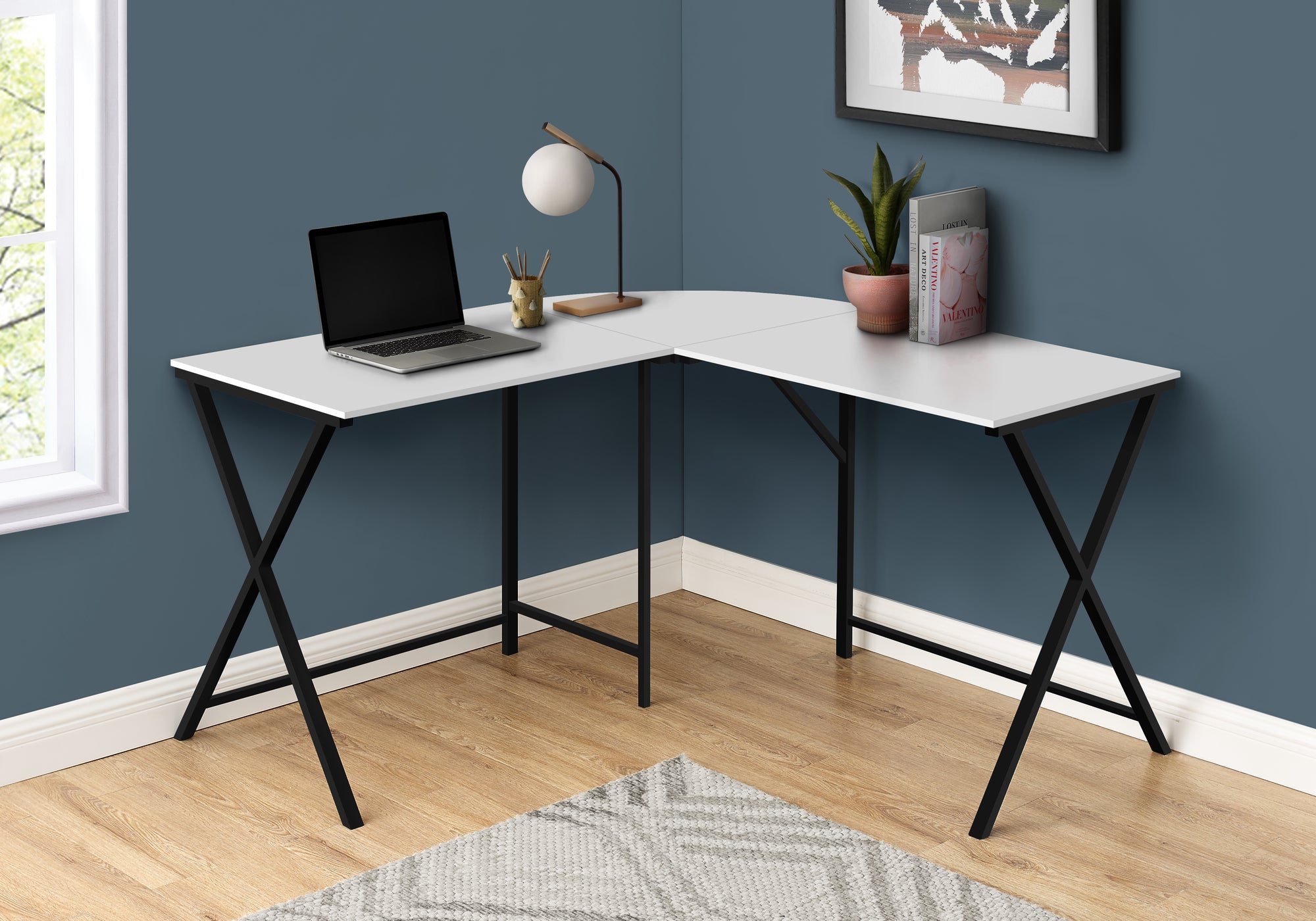 Janette - Computer Desk Home Office Corner 55"L L Shape Work Laptop