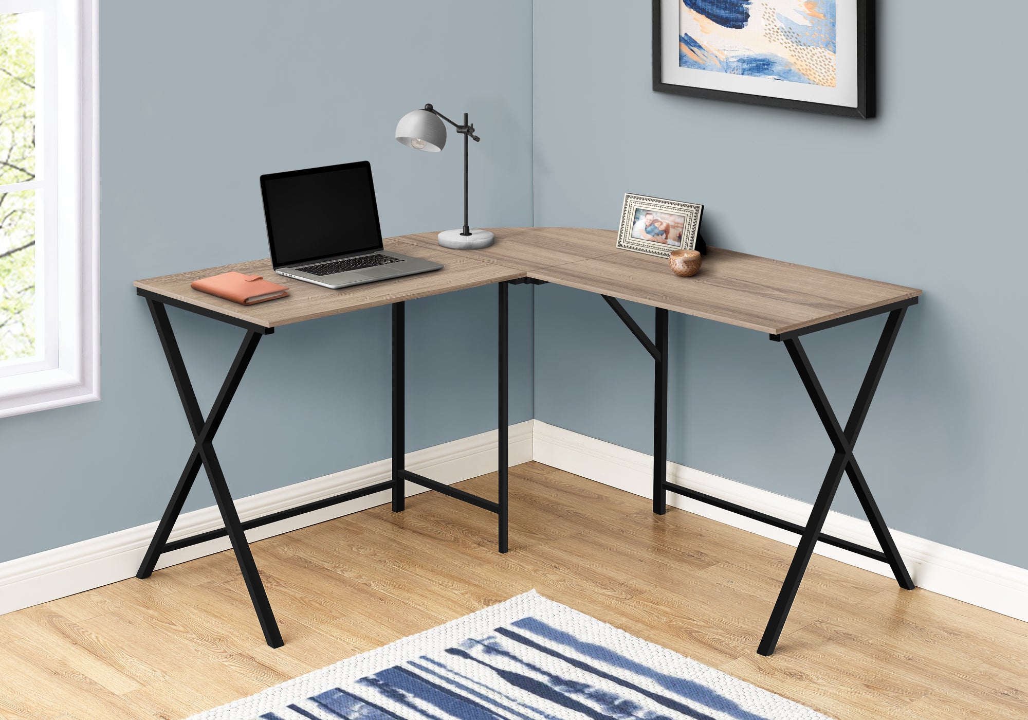 Bennett - Computer Desk Home Office Corner 55"L L Shape Work Laptop