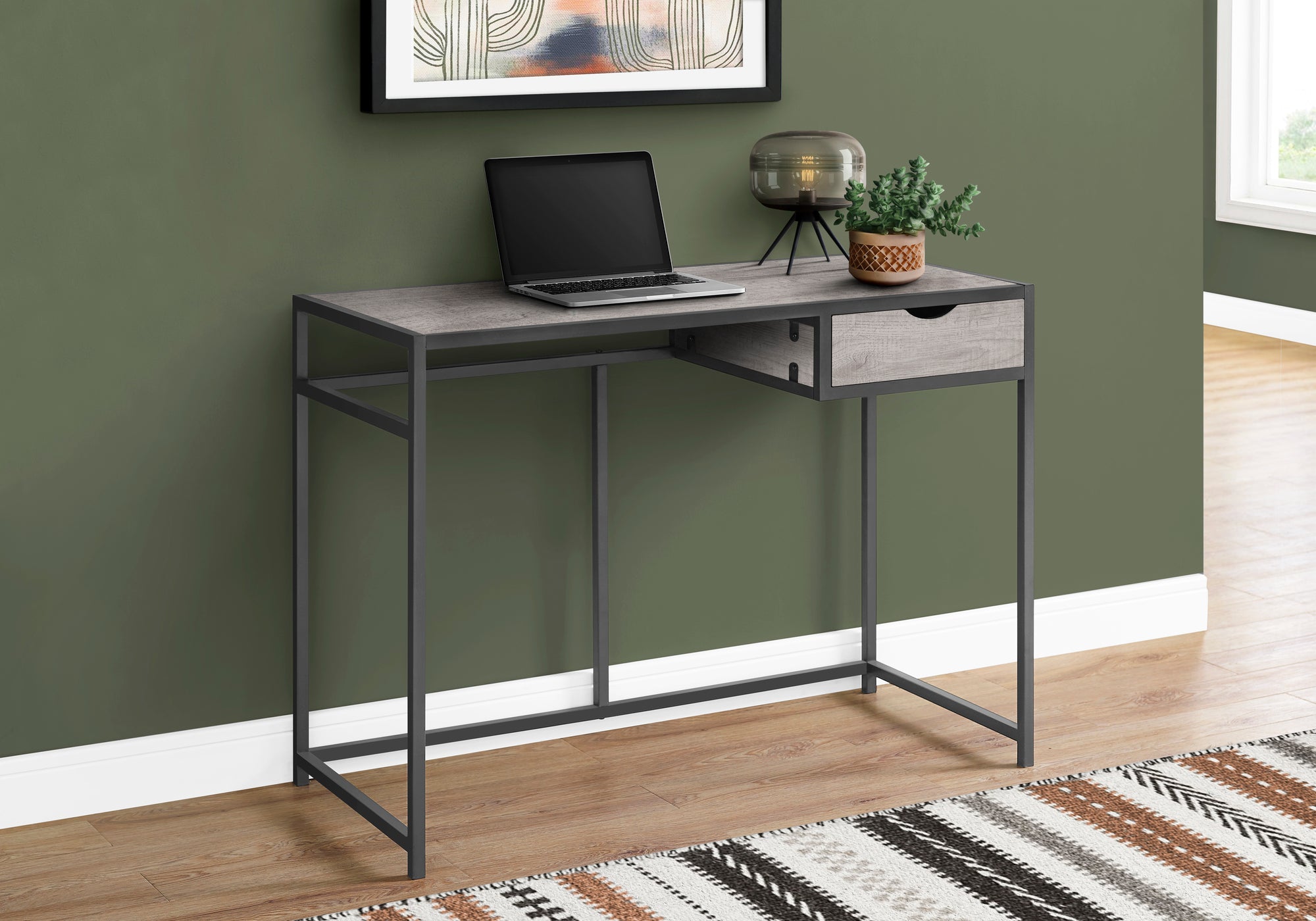 Kasia - Computer Desk Home Office Laptop Storage Drawer 42"L Work Grey