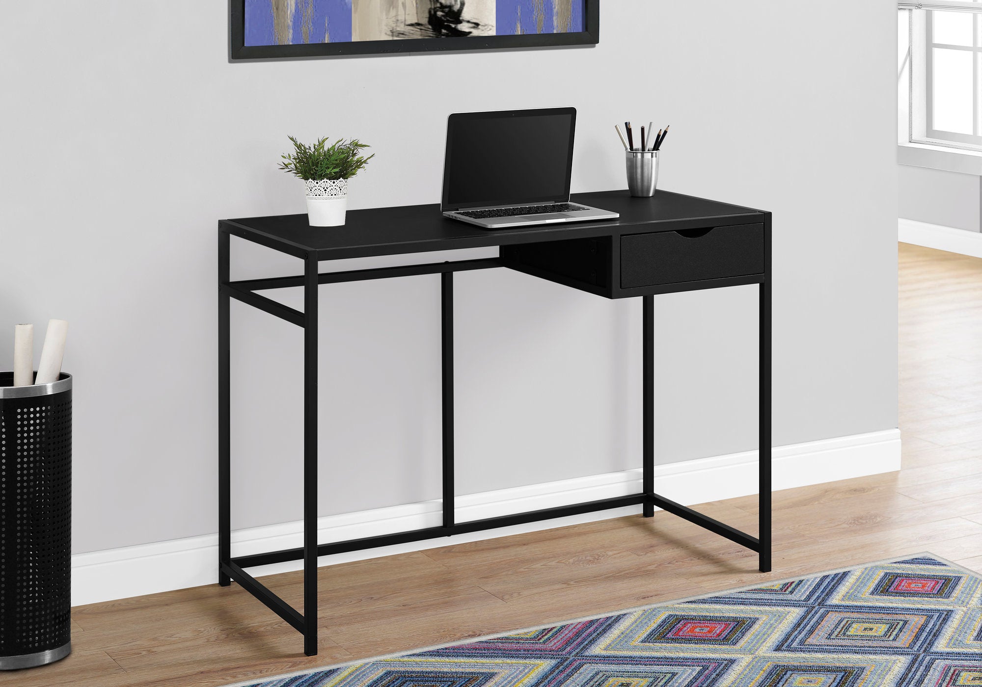 Idina - Computer Desk Home Office Laptop Storage Drawer 42"L Work Black