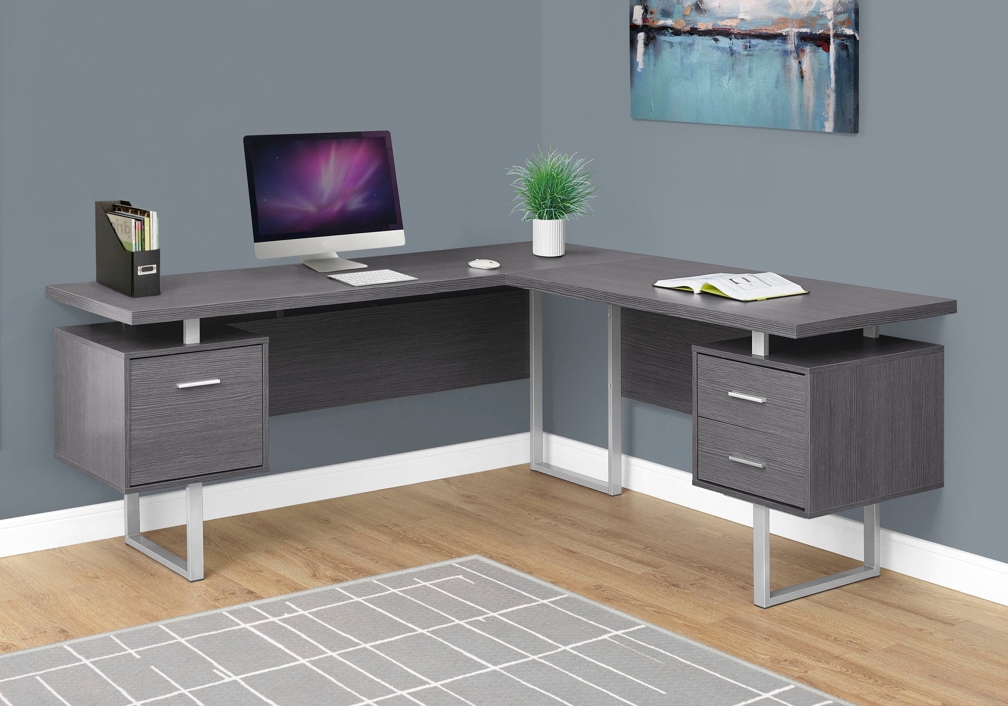 Aras - Computer Desk Home Office Corner Left Right Set-up Storage Drawers