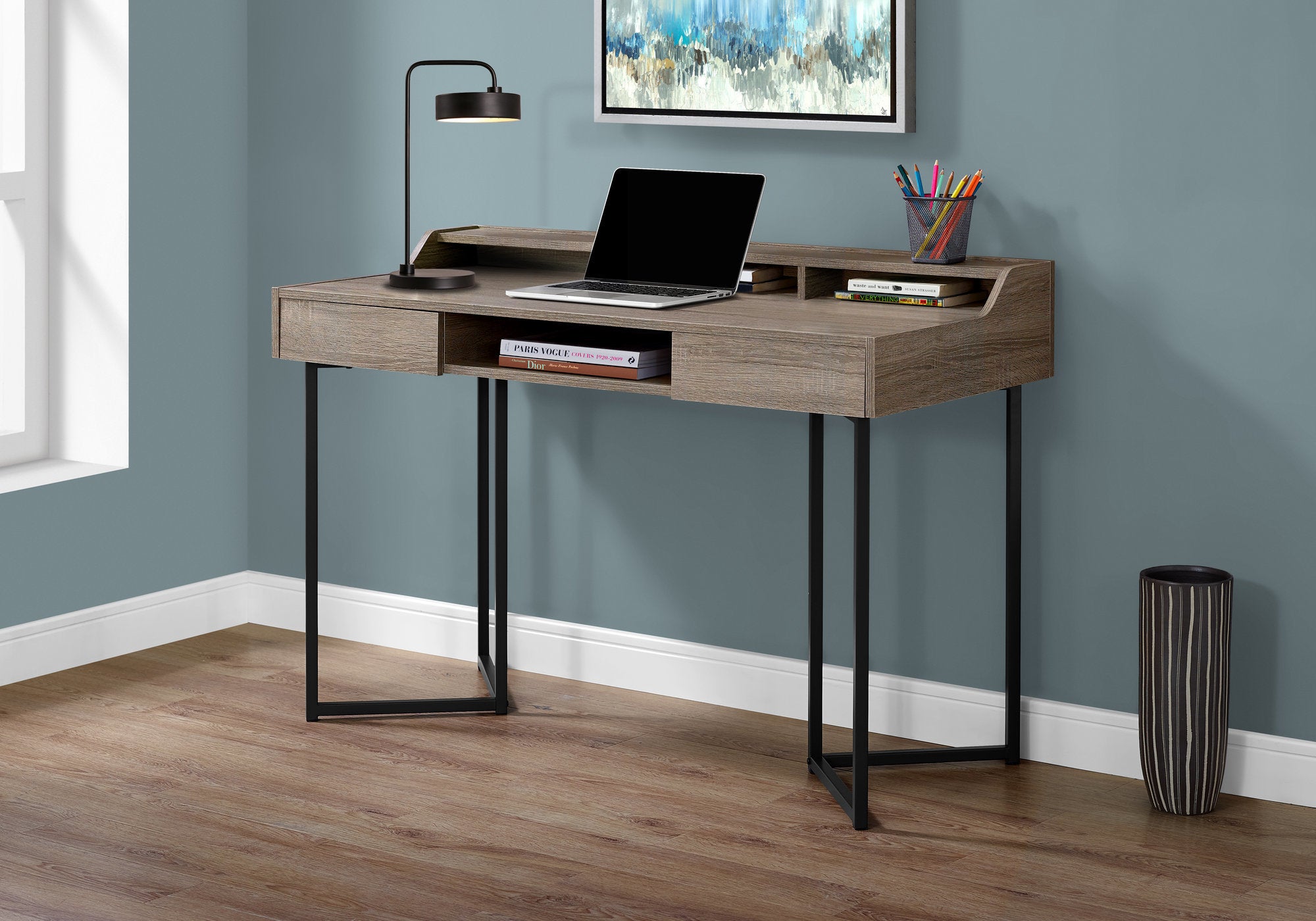 Terrell - Computer Desk Home Office Laptop Storage Drawers 48"L Work Brown