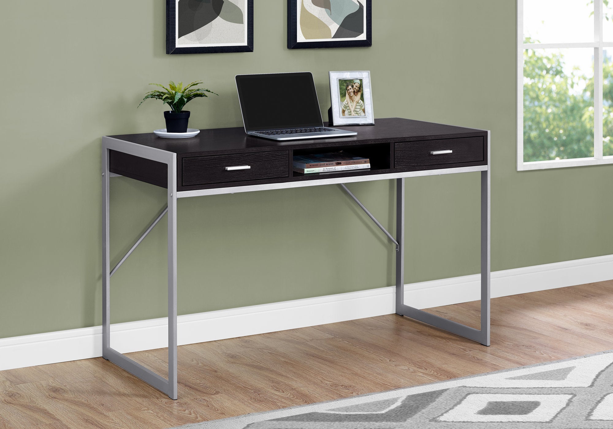 Valin - Computer Desk Home Office Laptop Storage Drawers 48"L Work Brown