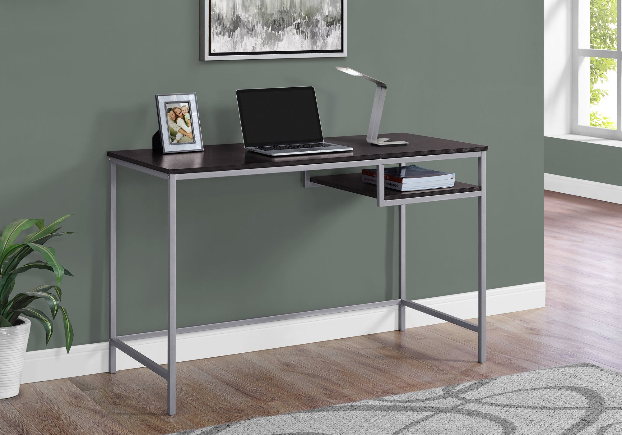 Glover - Computer Desk Home Office Laptop 48"L Work Brown Laminate Grey