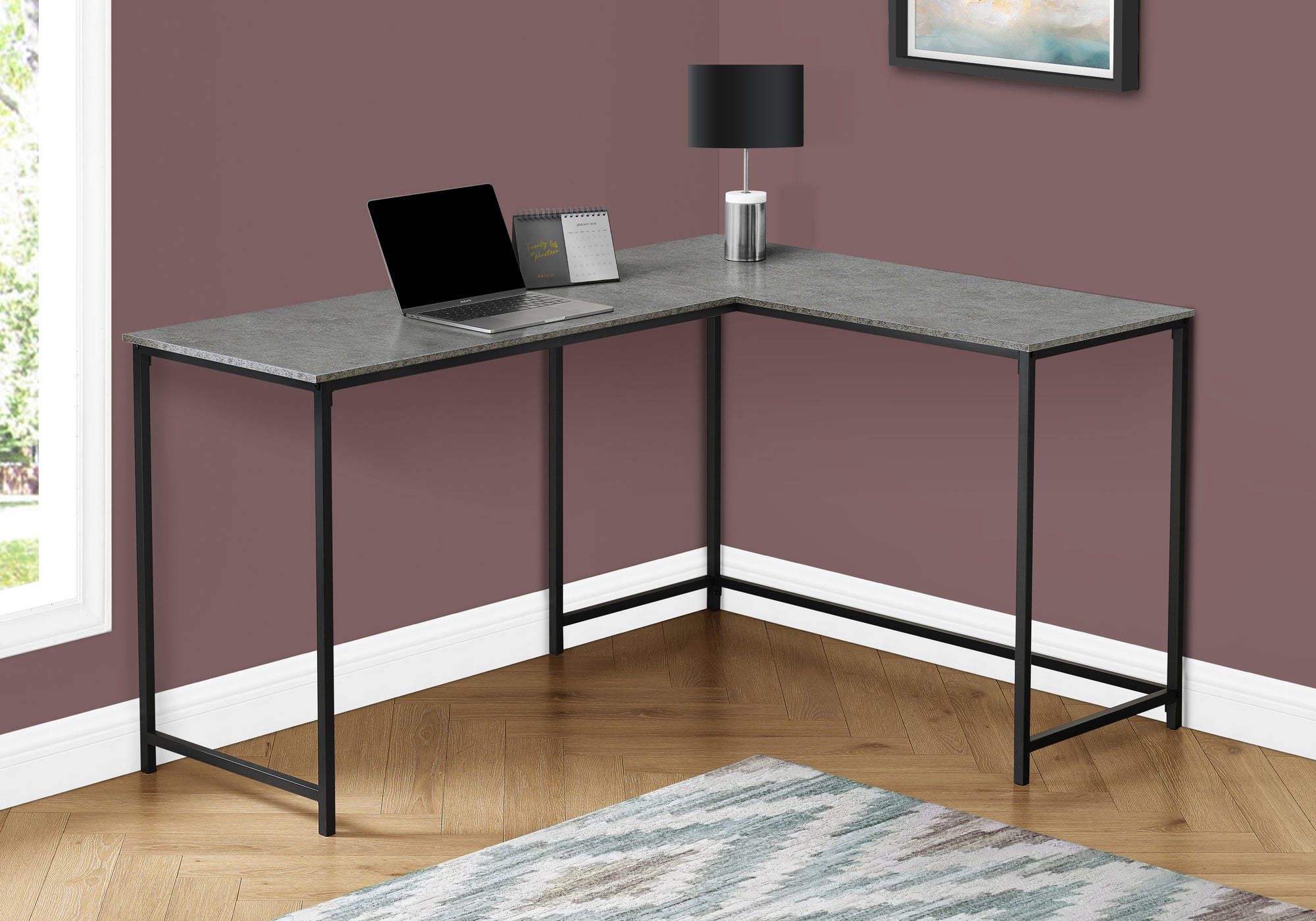Reba - Computer Desk Home Office Corner 58"L L Shape Work Laptop
