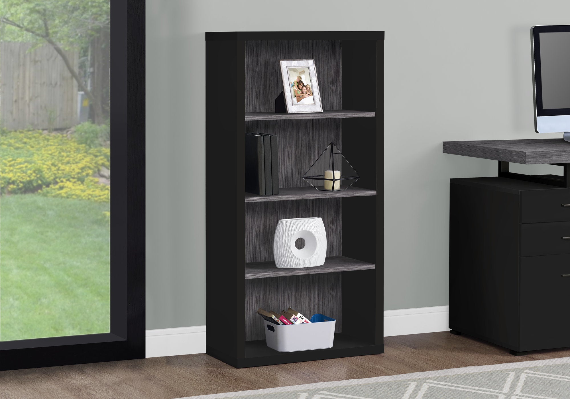 Ewan - Bookshelf Bookcase Etagere 5 Tier 48"H Office Bedroom Black And
