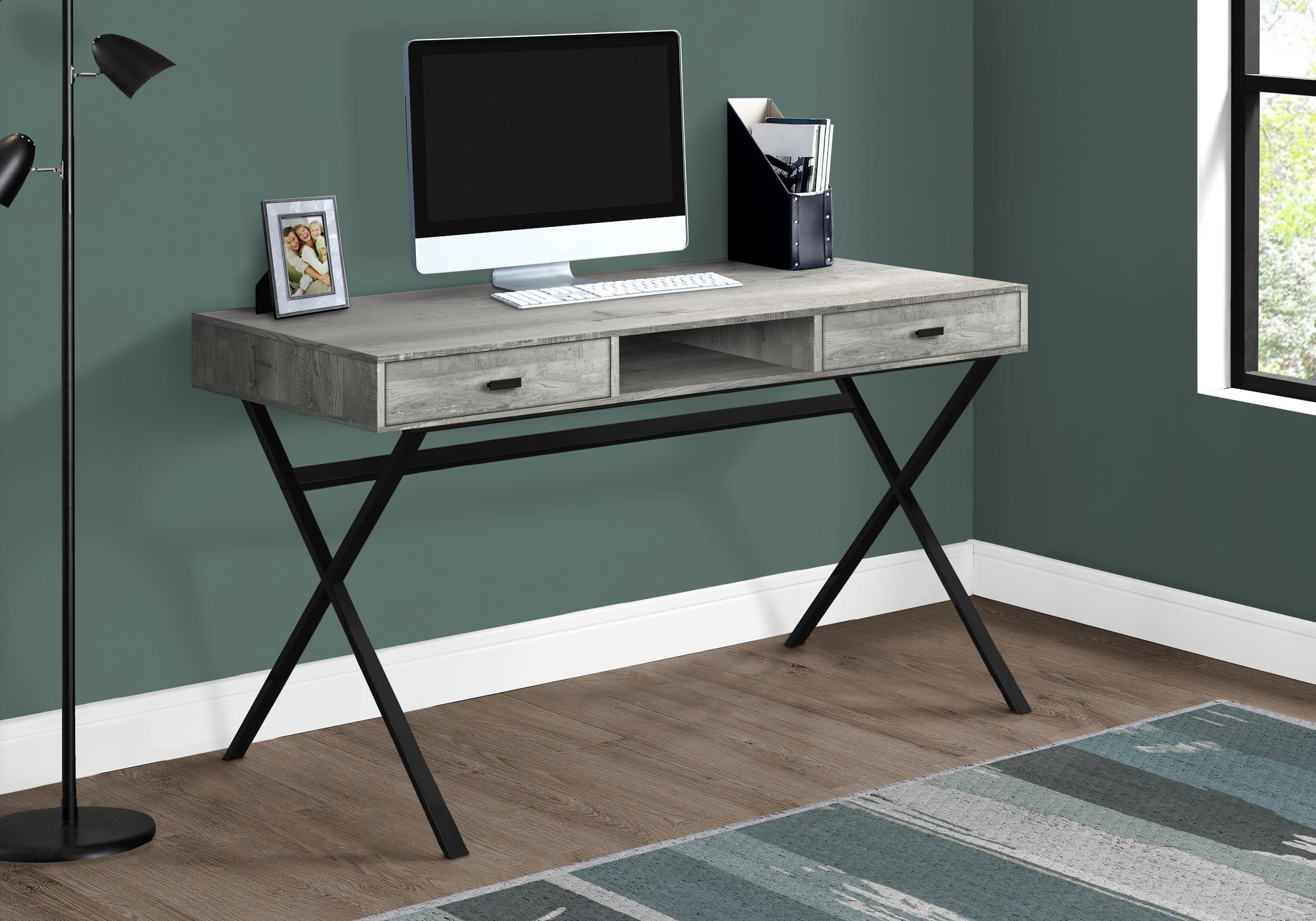 Euclid - Computer Desk Home Office Laptop Storage Drawers 48"L Work Grey