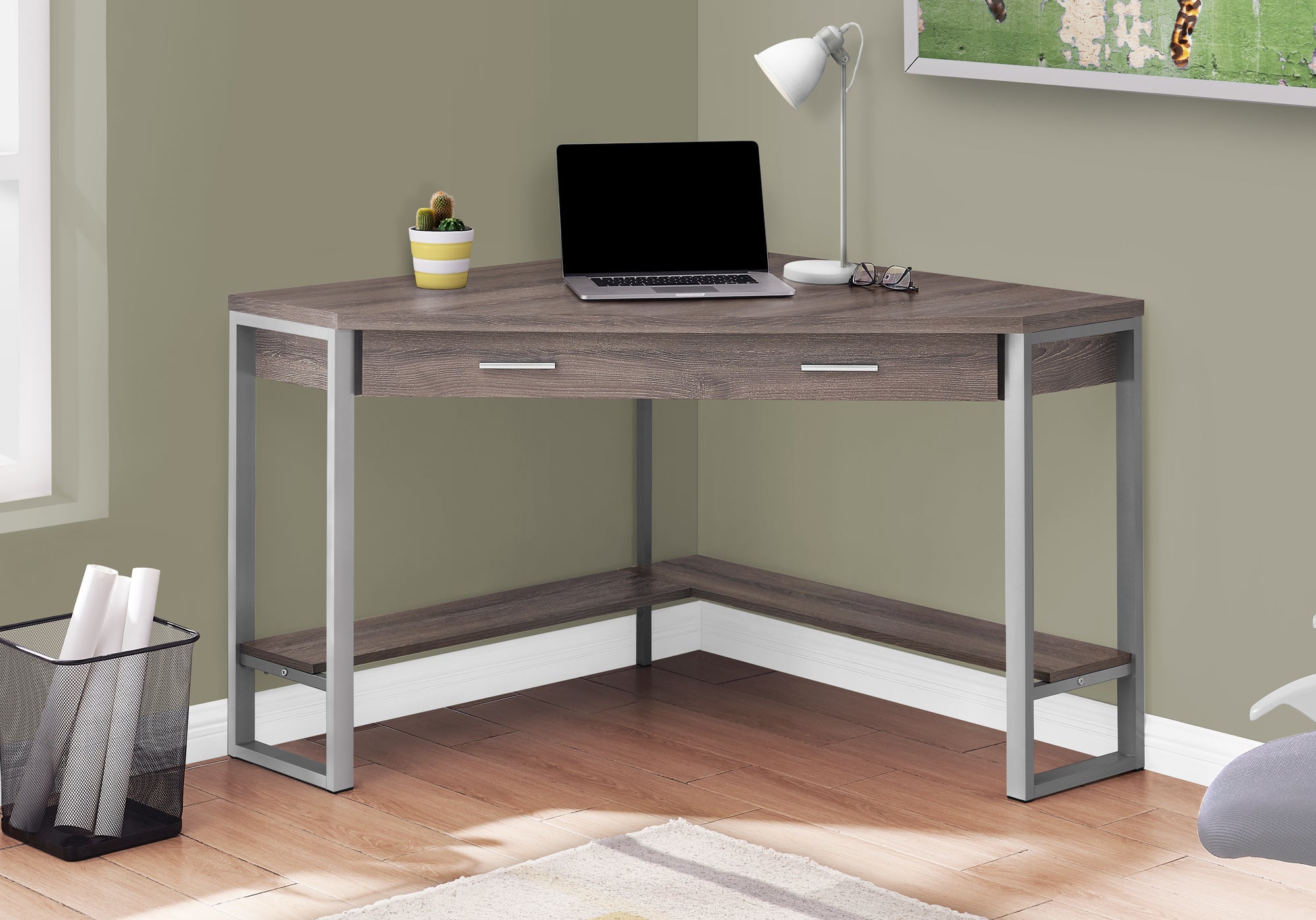 Gisa - Computer Desk Home Office Corner Storage Drawers 42"L Work Laptop