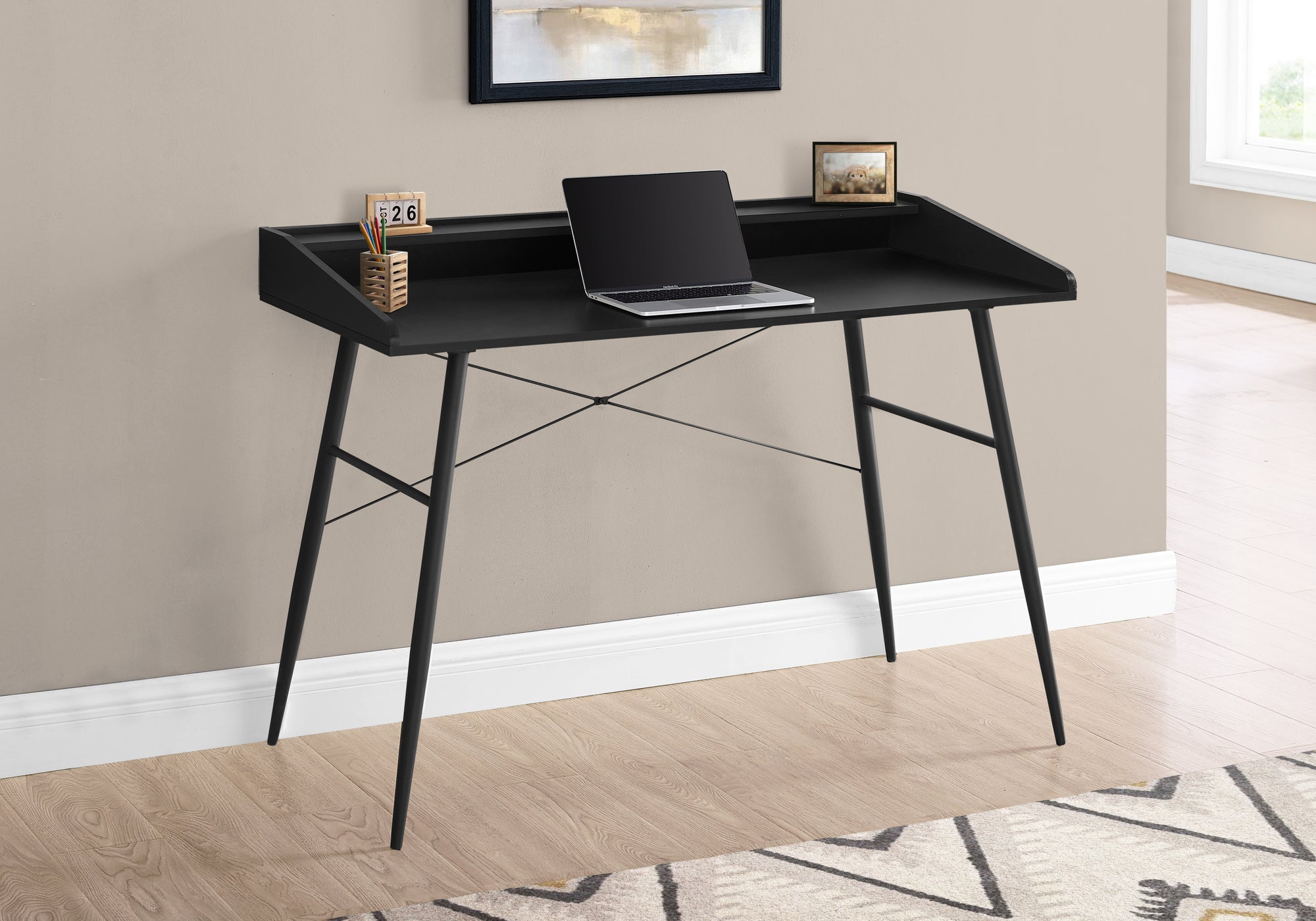 Cilka - Computer Desk Home Office Laptop Storage Shelves 48"L Work Black