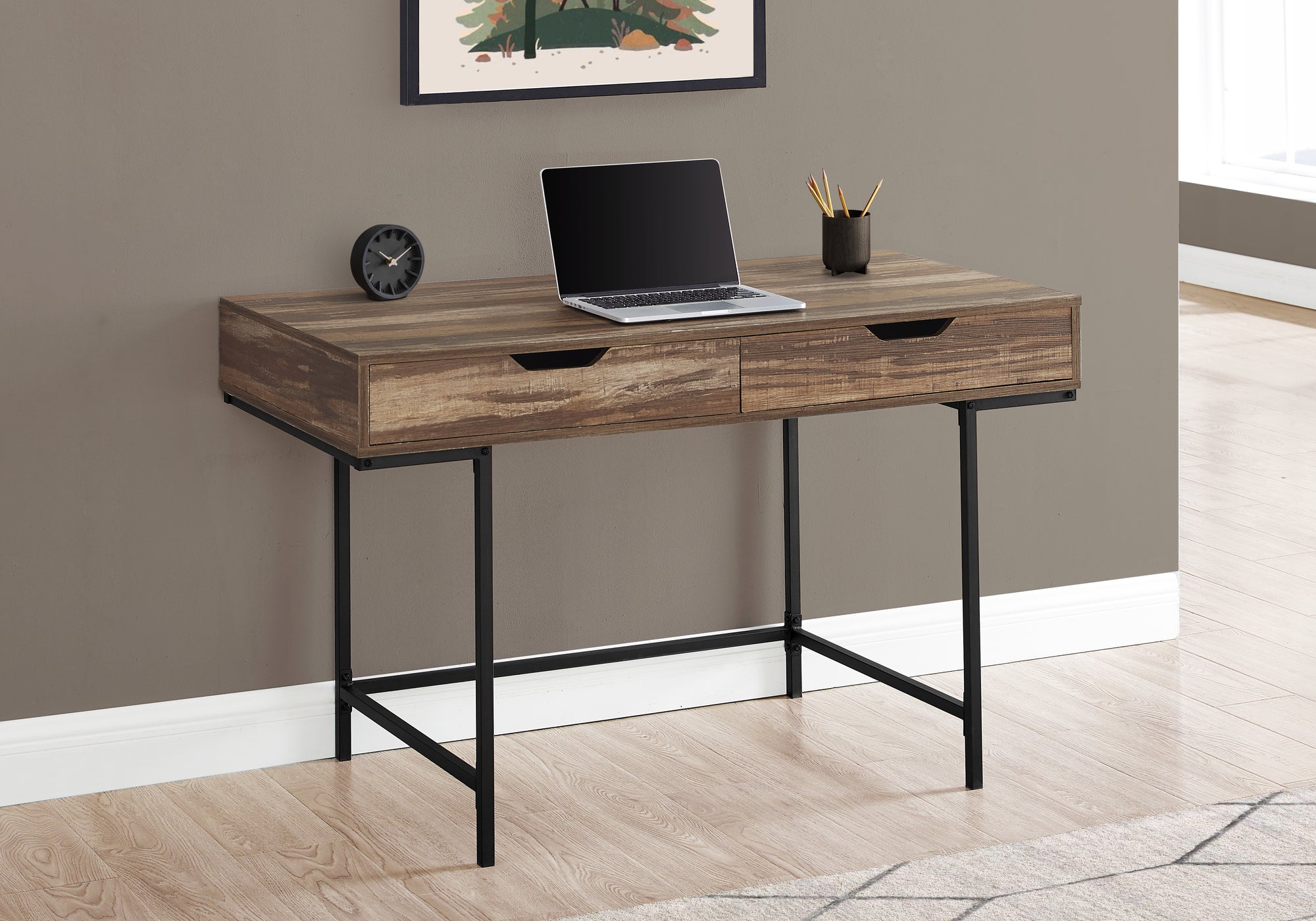 Janna - Computer Desk Home Office Laptop Storage Drawers 48"L Work Brown