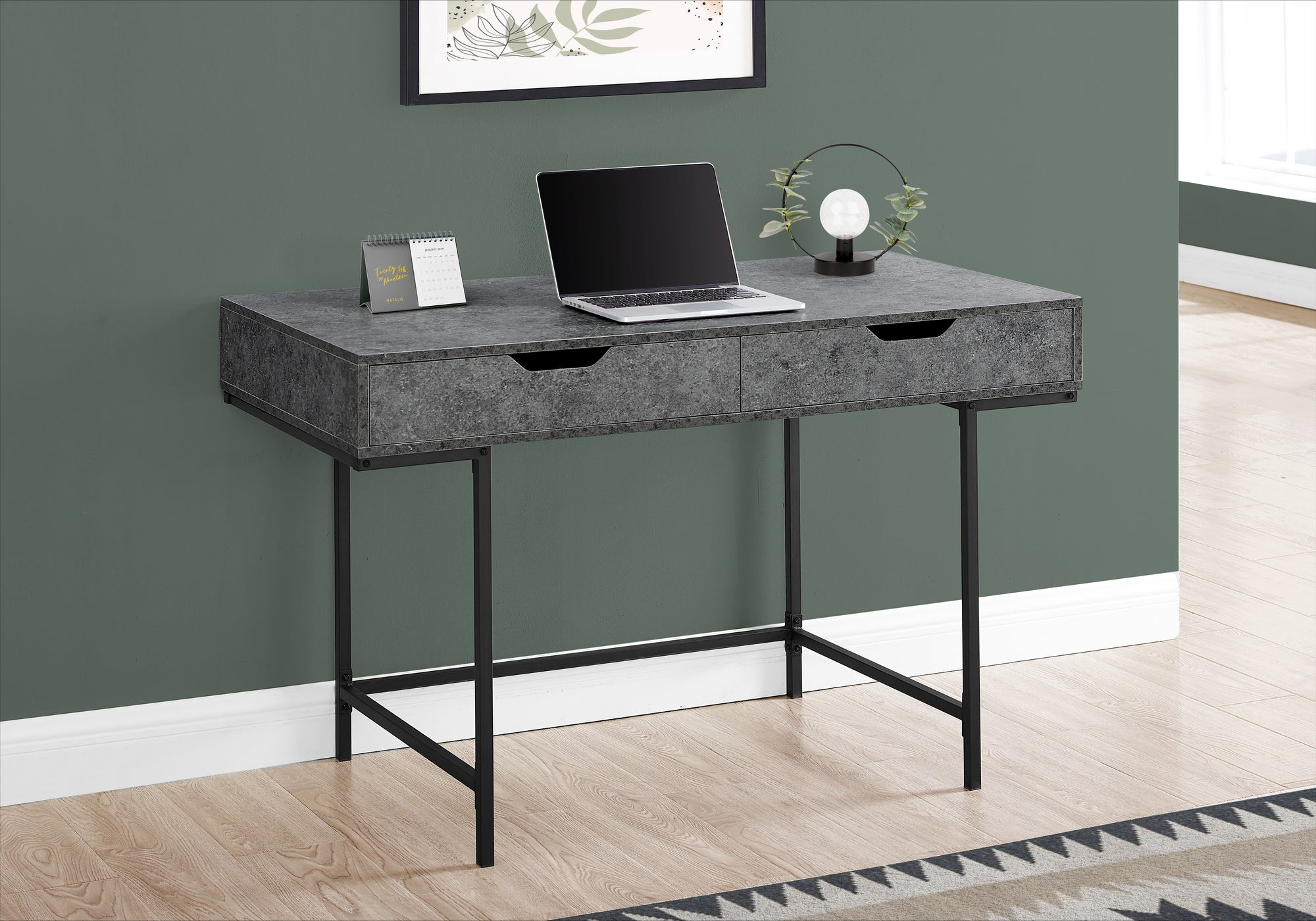 Palmas - Computer Desk Home Office Laptop Storage Drawers 48"L Work Grey