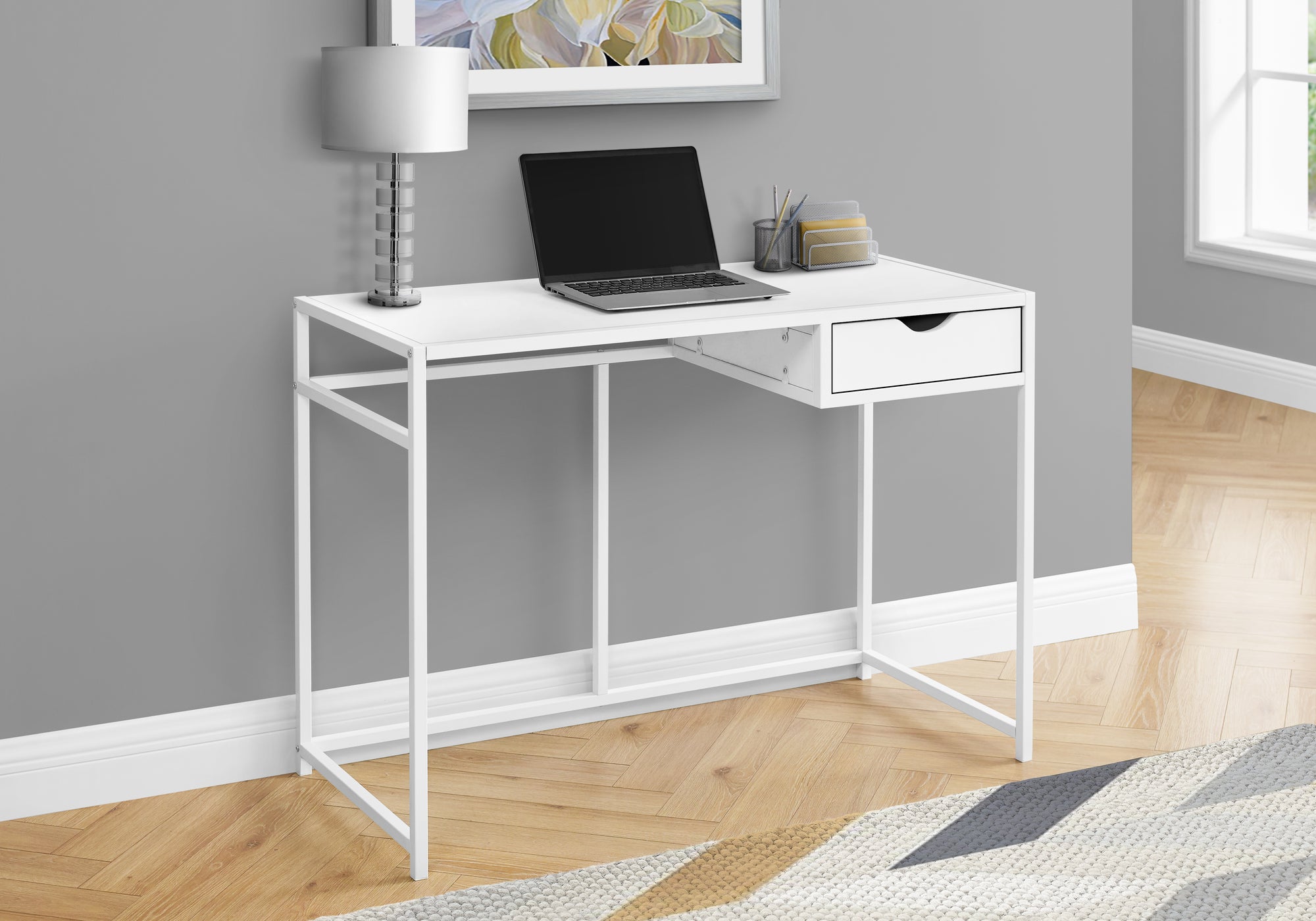 Barrett - Computer Desk Home Office Laptop Storage Drawer 42"L Work White