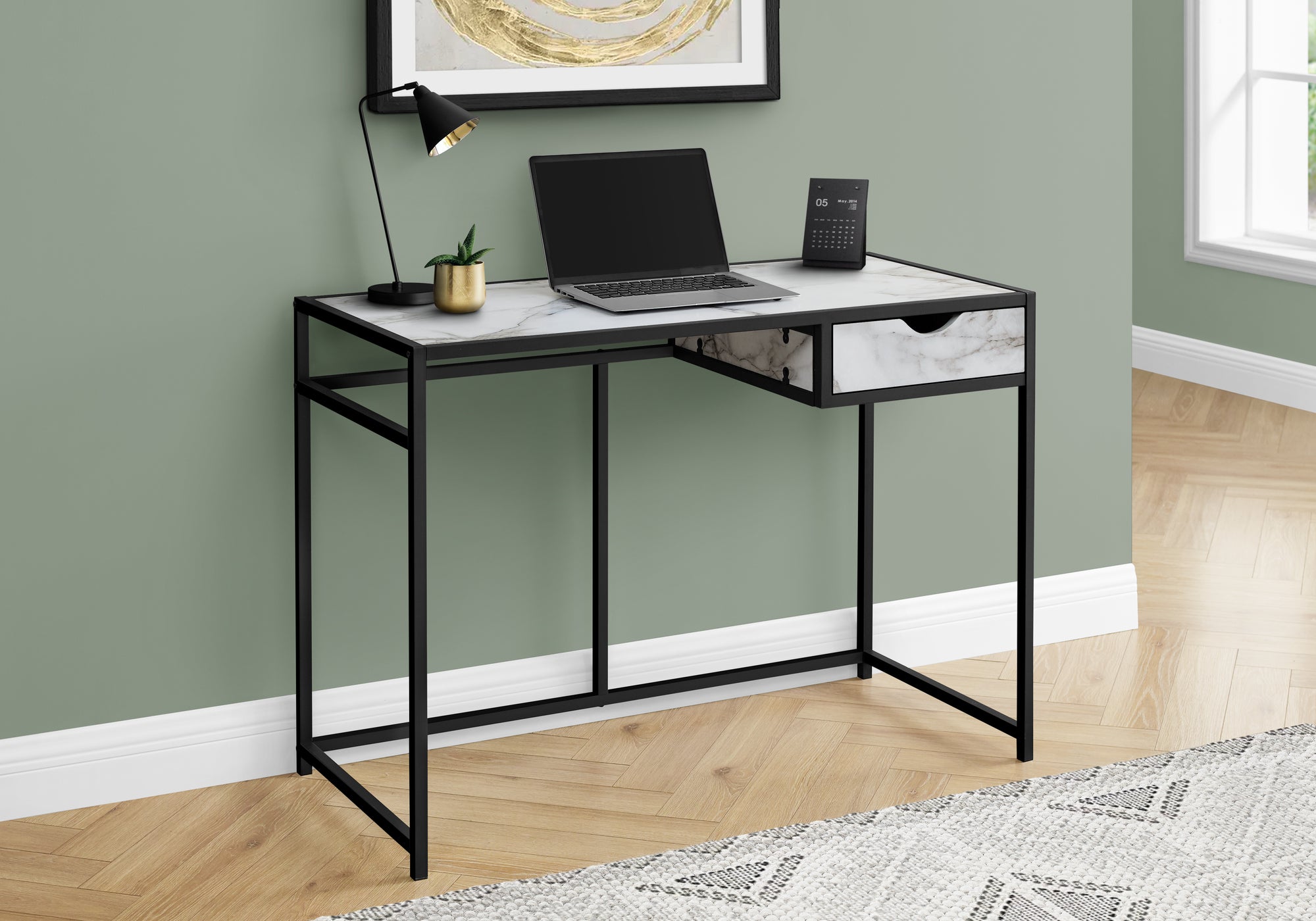 Iden - Computer Desk Home Office Laptop Storage Drawer 42"L Work White