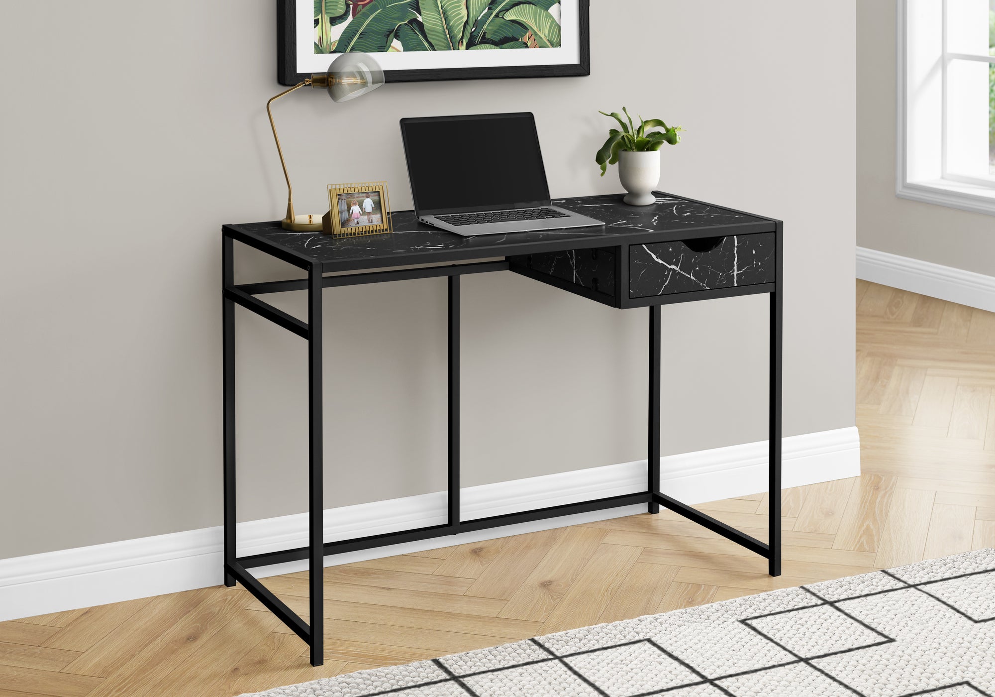 Jaspen - Computer Desk Home Office Laptop Storage Drawer 42"L Work Black