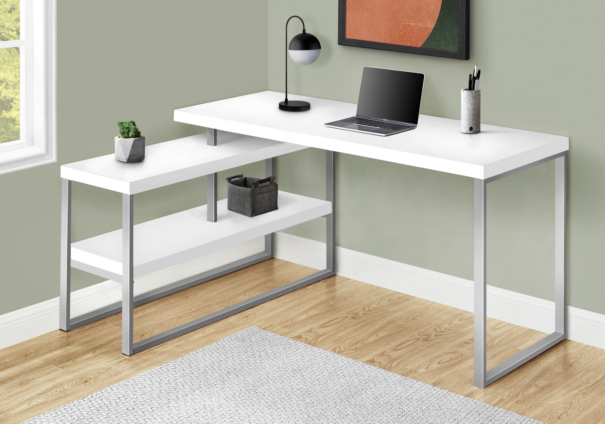 Neilan - Computer Desk Home Office Corner Left Right Set-up Storage Shelves
