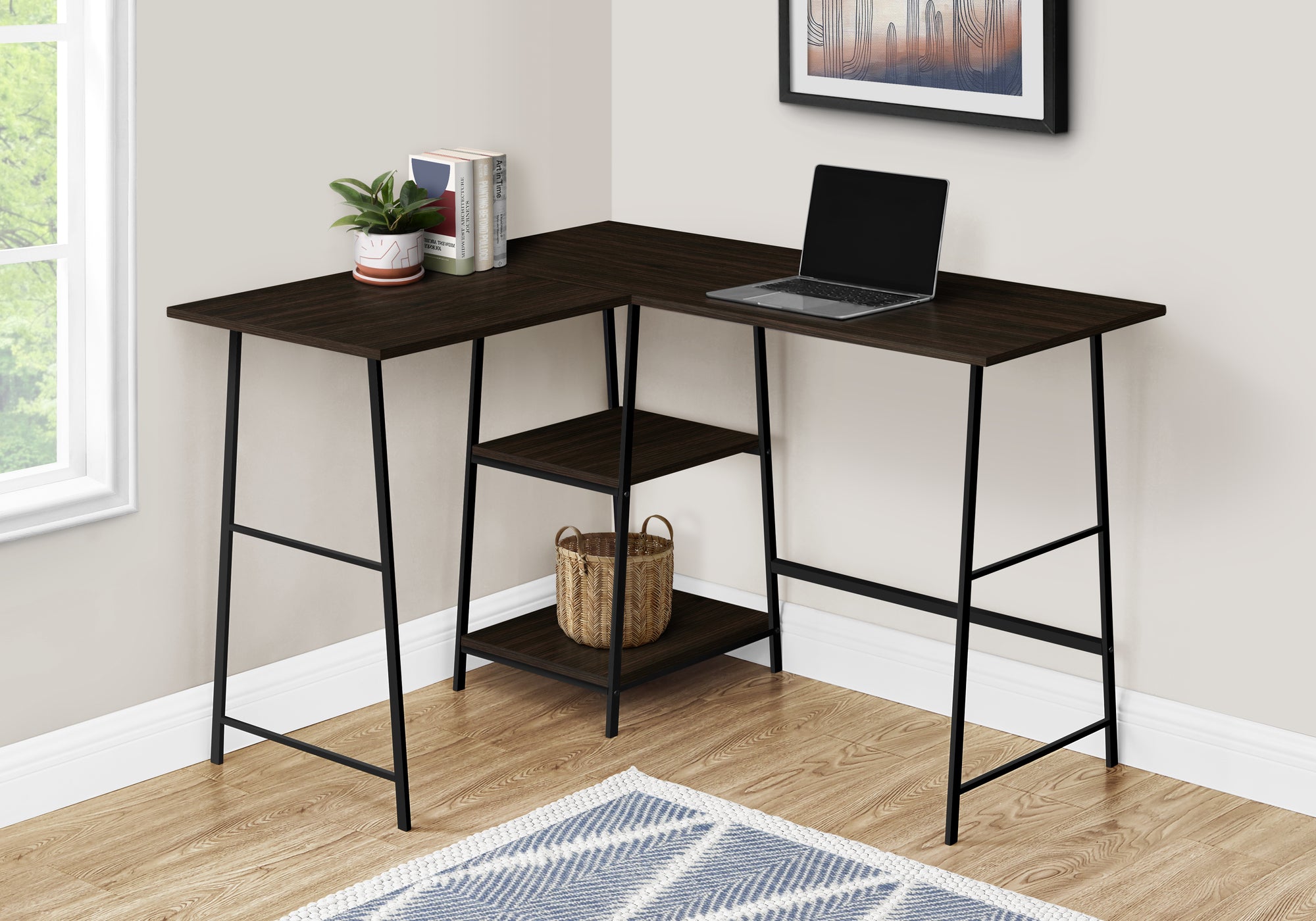 Landis - Computer Desk Home Office Corner Storage Shelves 48"L L Shape