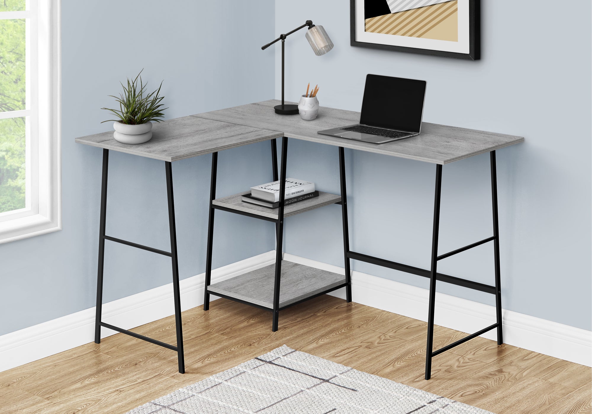 Ryland - Computer Desk Home Office Corner Storage Shelves 48"L L Shape