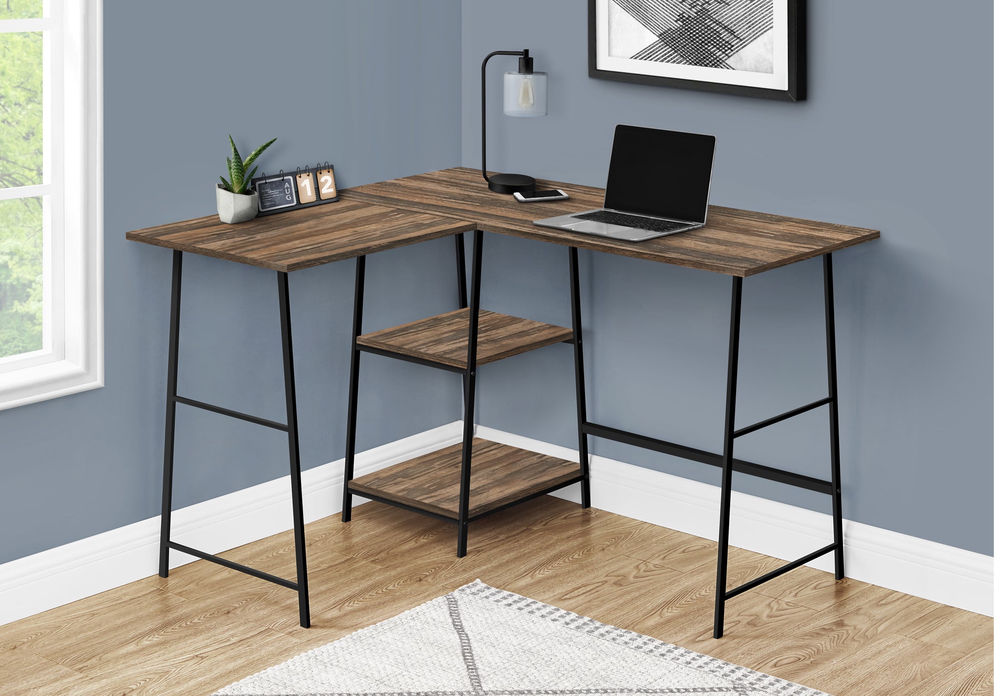 Sherwood - Computer Desk Home Office Corner Storage Shelves 48"L L Shape