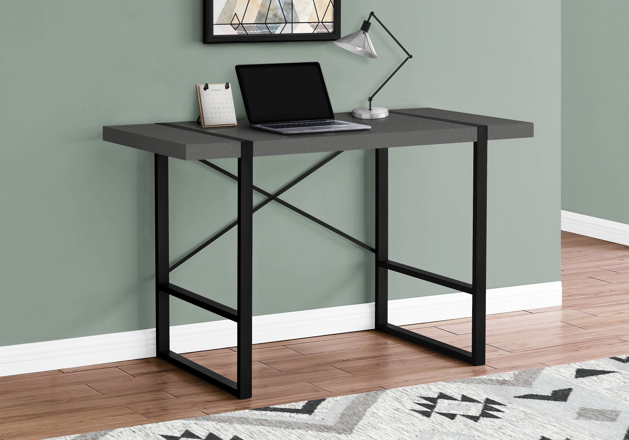 Galia - Computer Desk Home Office Laptop 48"L Work Grey Laminate Black