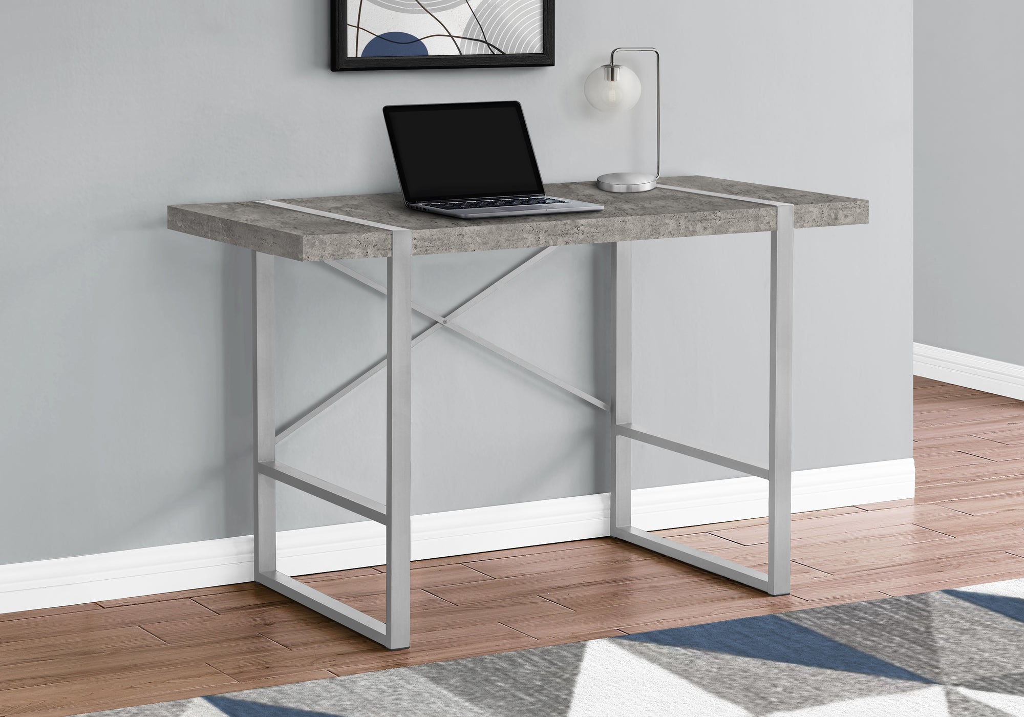 Renley - Computer Desk Home Office Laptop 48"L Work Grey Concrete Laminate