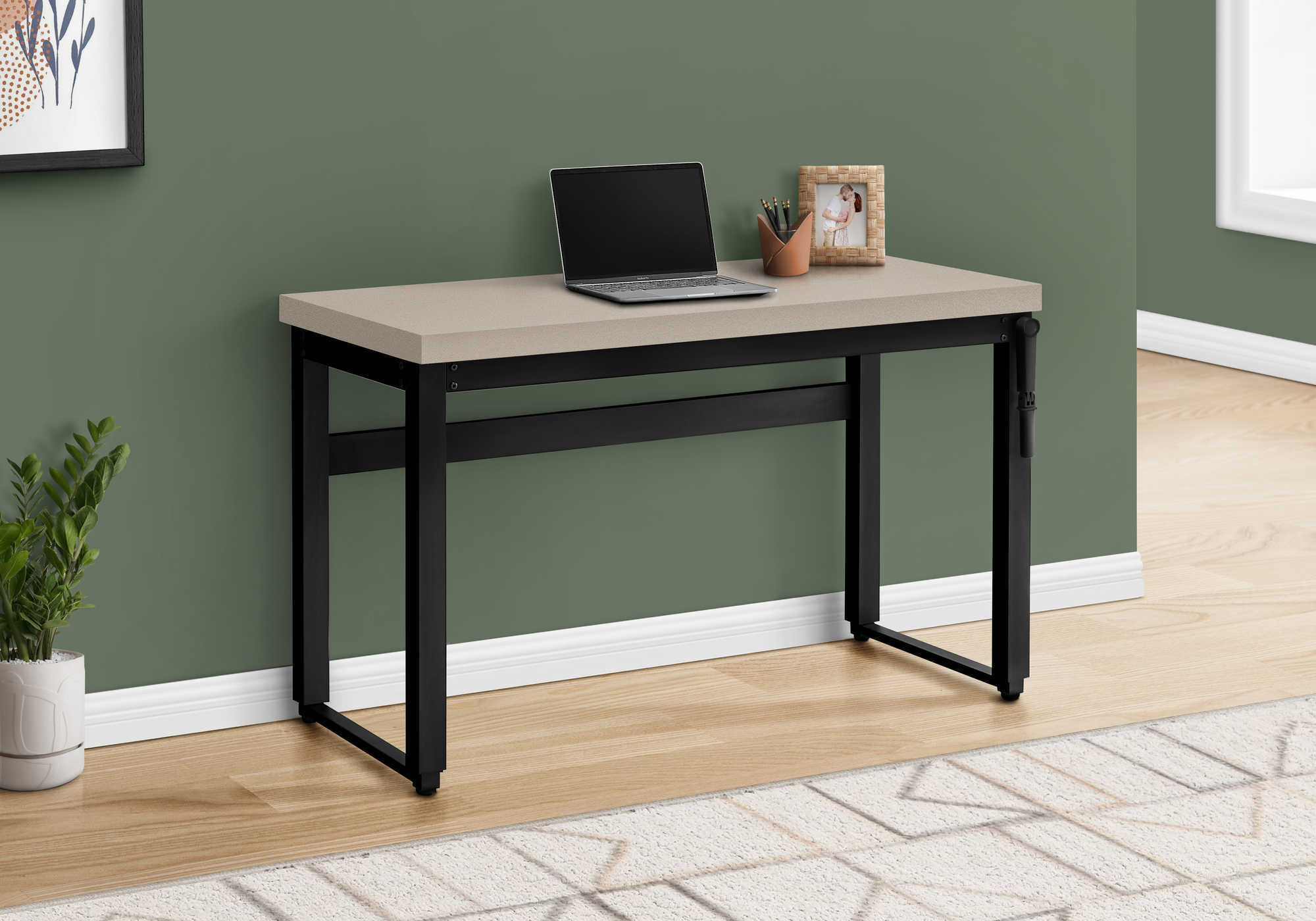 Dena - Computer Desk Home Office Standing Adjustable 48"L Work Laptop Beige