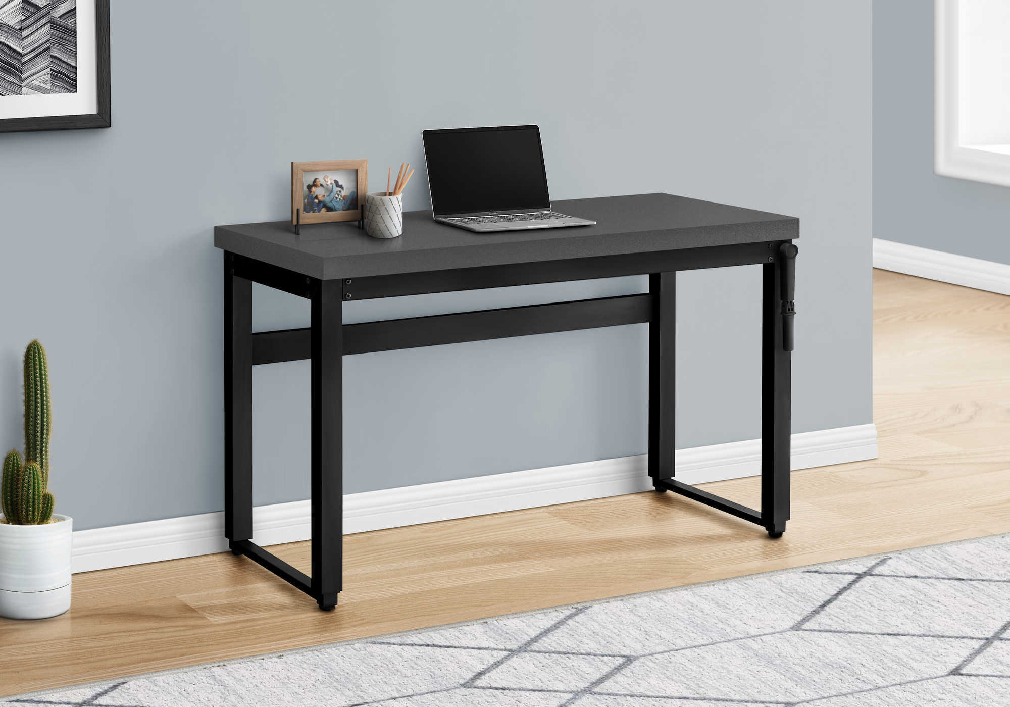 Ardon - Computer Desk Home Office Standing Adjustable 48"L Work Laptop Grey