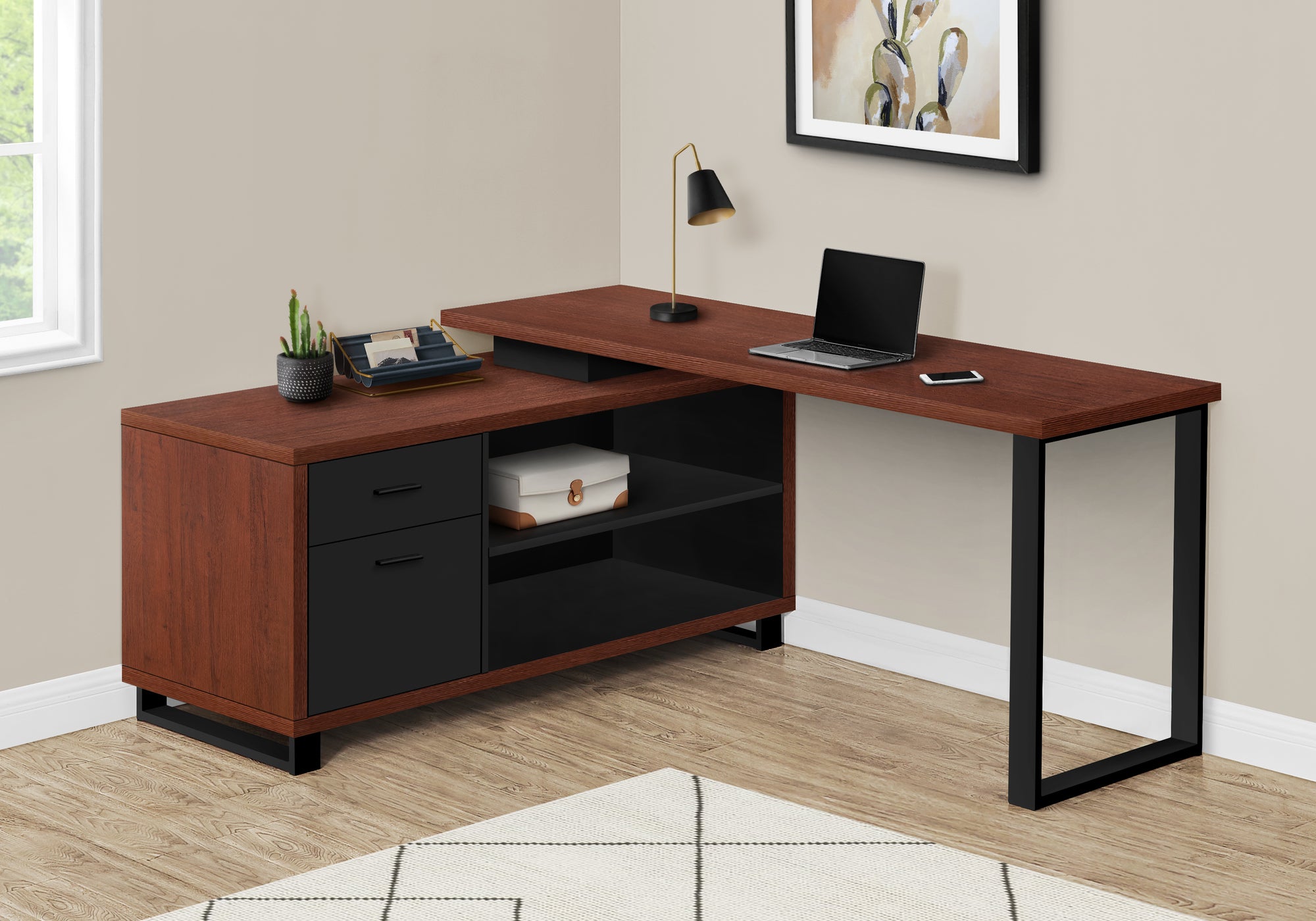 Halian - Computer Desk Home Office Corner Storage Drawers 72"L L Shape