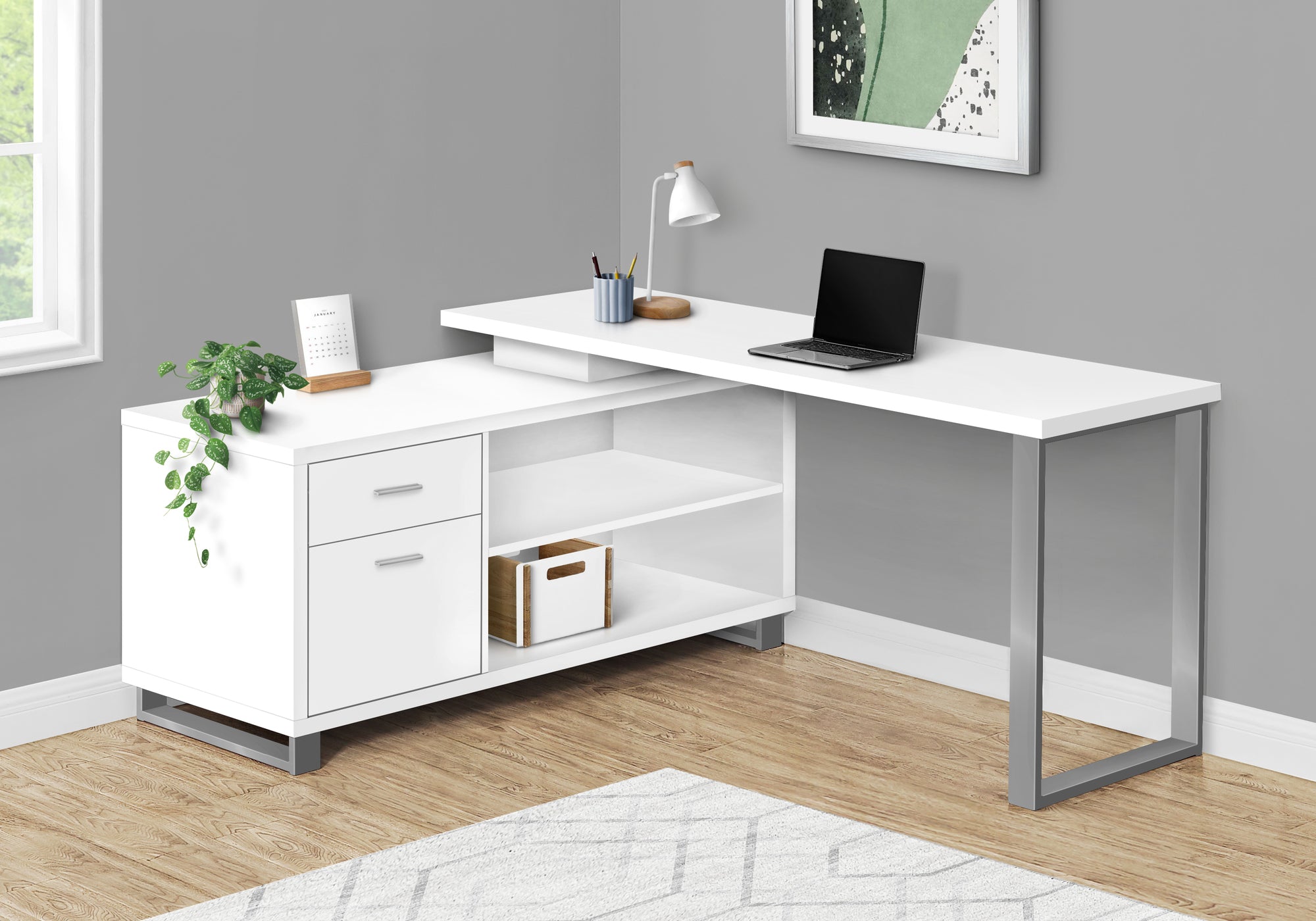 Seanna - Computer Desk Home Office Corner Storage Drawers 72"L L Shape