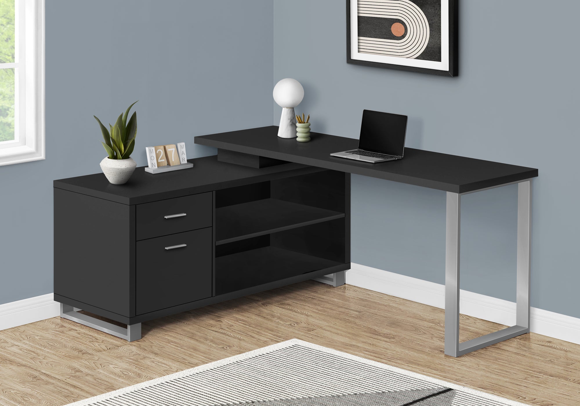 Orchard - Computer Desk Home Office Corner Storage Drawers 72"L L Shape