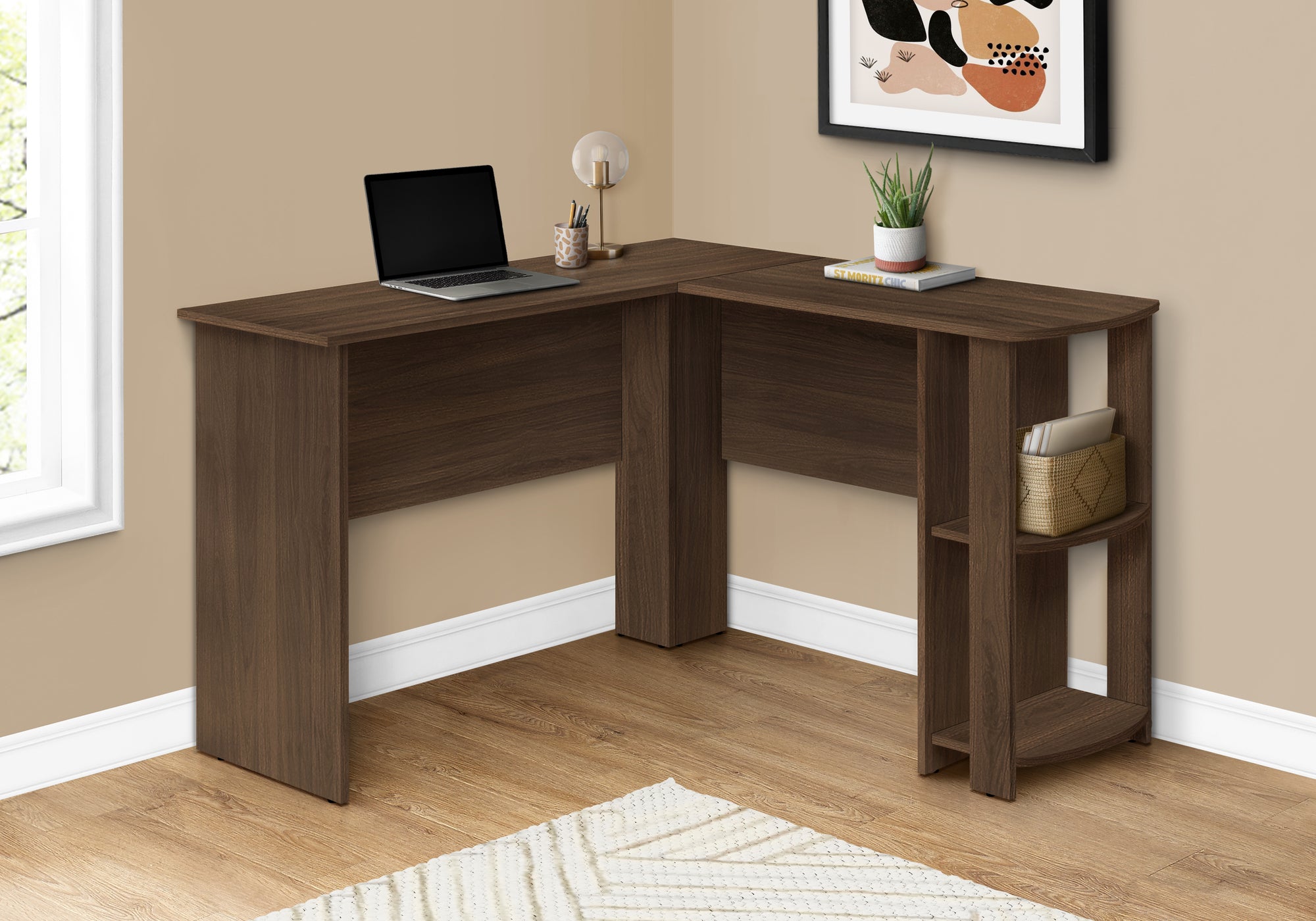 Paiva - Computer Desk Home Office Corner Storage Shelves 48"L L Shape