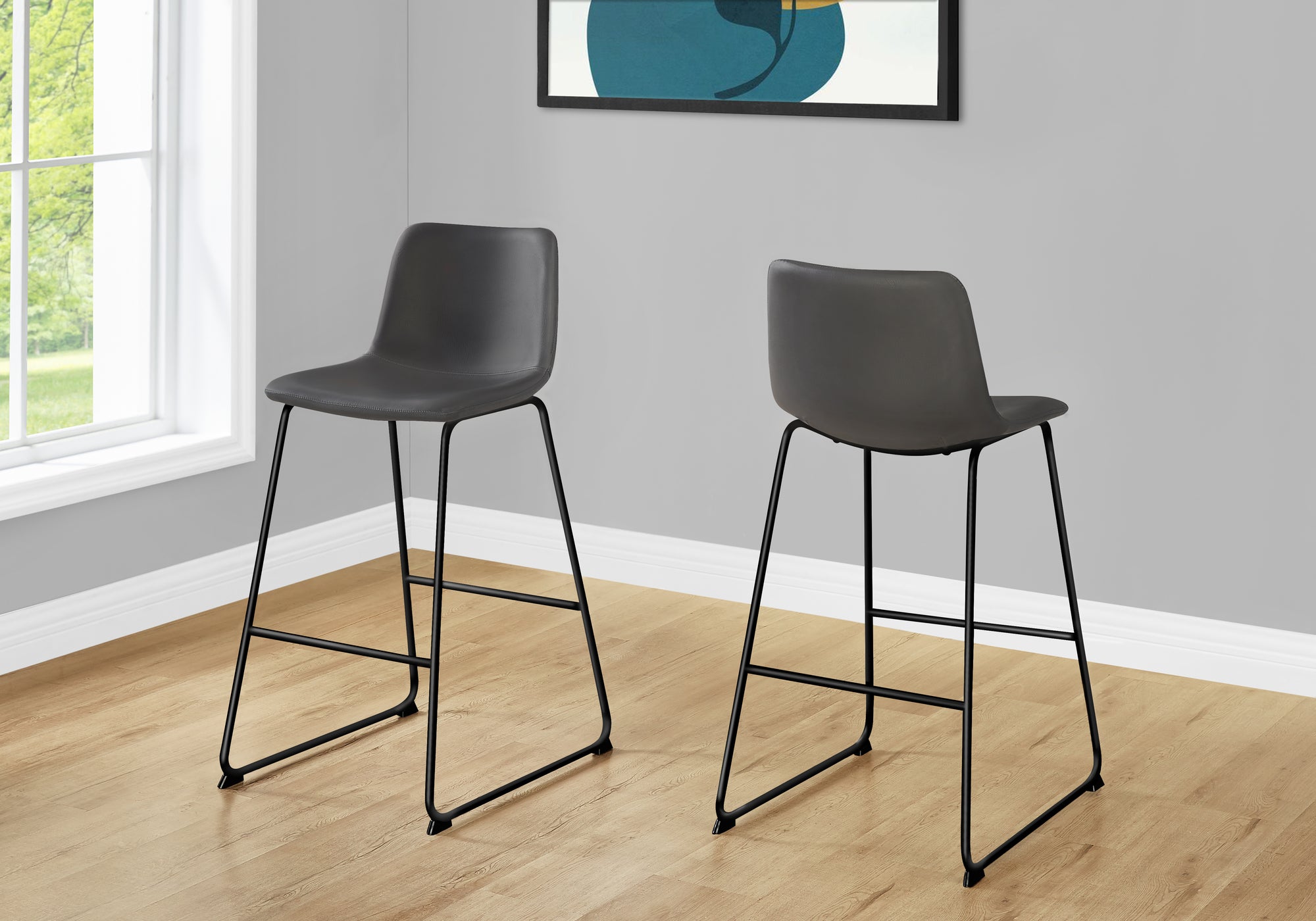 Redell - Office Chair Bar Height Standing Computer Desk Work Grey Leather
