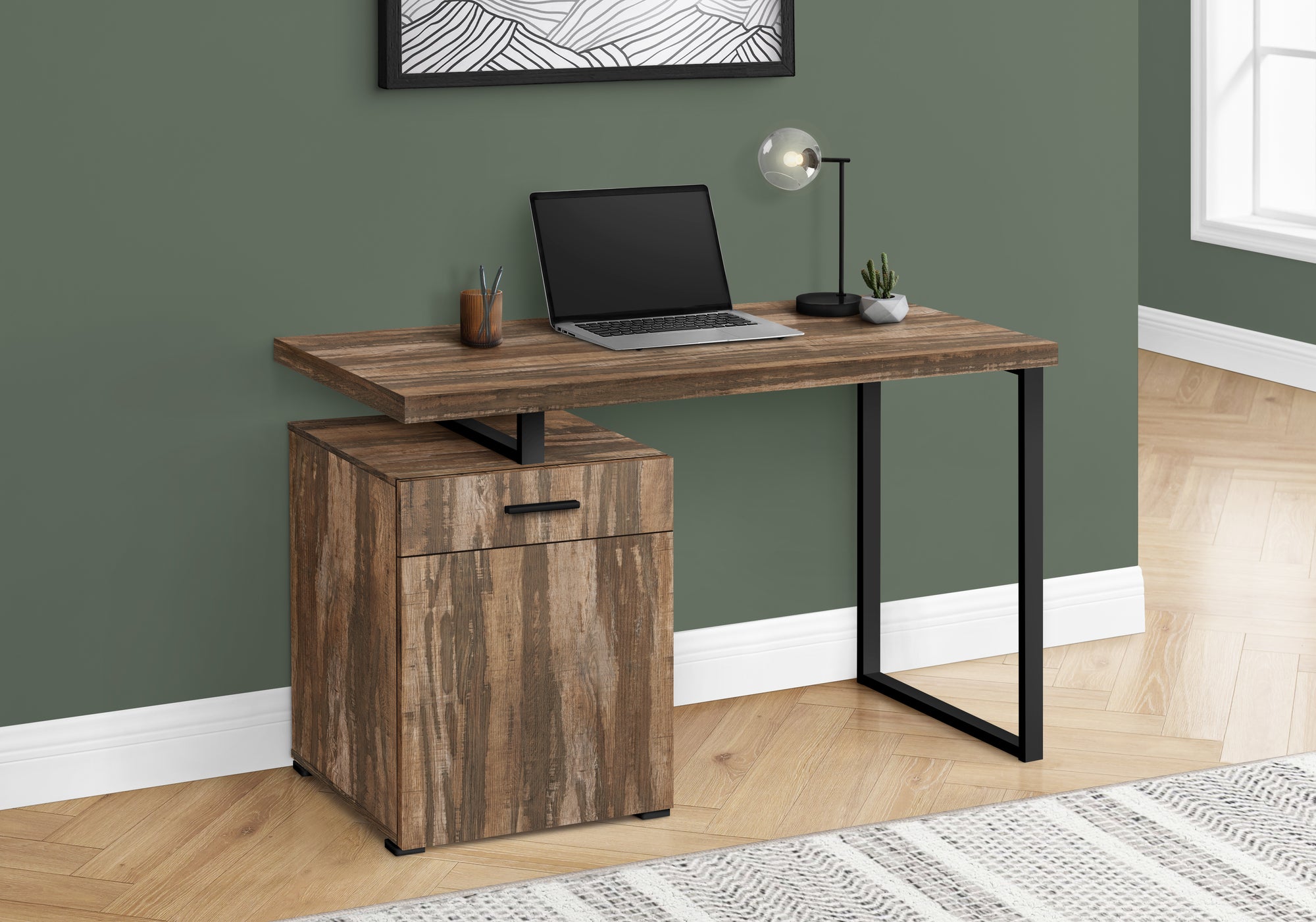 Millard - Computer Desk Home Office Laptop Left Right Set-up Storage Drawers