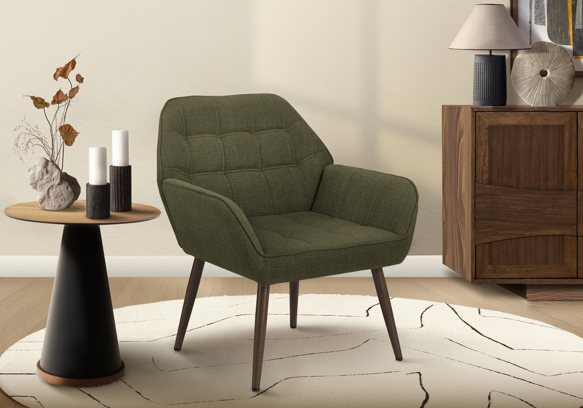 Hermes - Accent Chair 29"H Upholstered Living Room Dark Green Fabric Walnut
