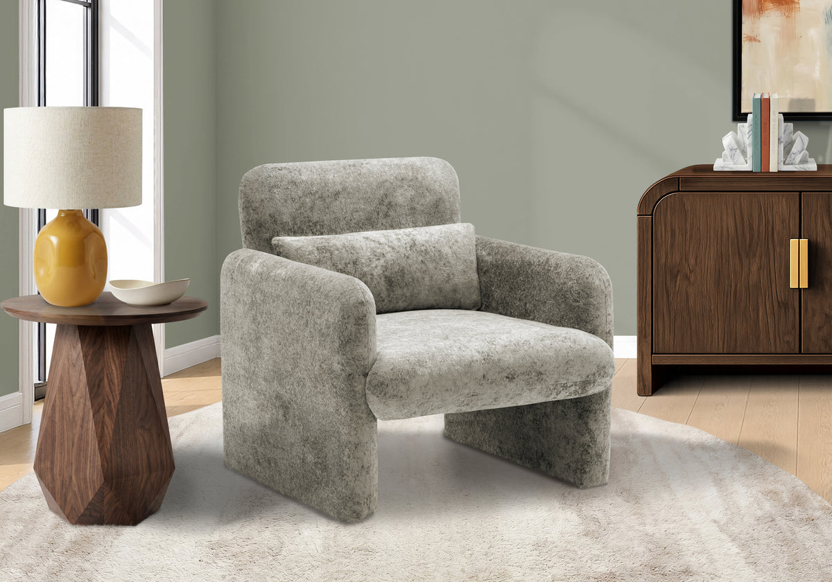 Rounded Arm Upholstered Accent Chair, 31"H, Light Grey Fabric