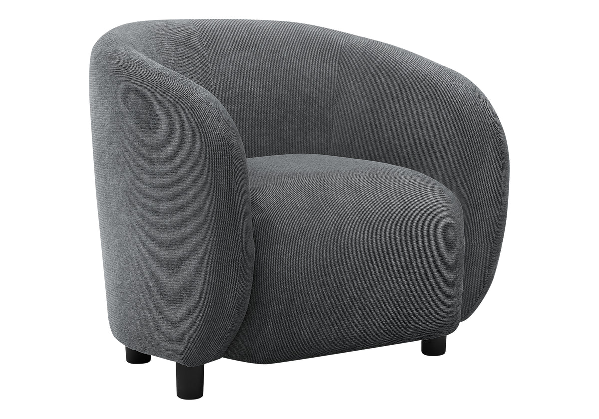 Accent Chair, 29"H, Upholstered, Living Room, Bedroom, Dark Grey Fabric, Black Legs, Contemporary, Modern