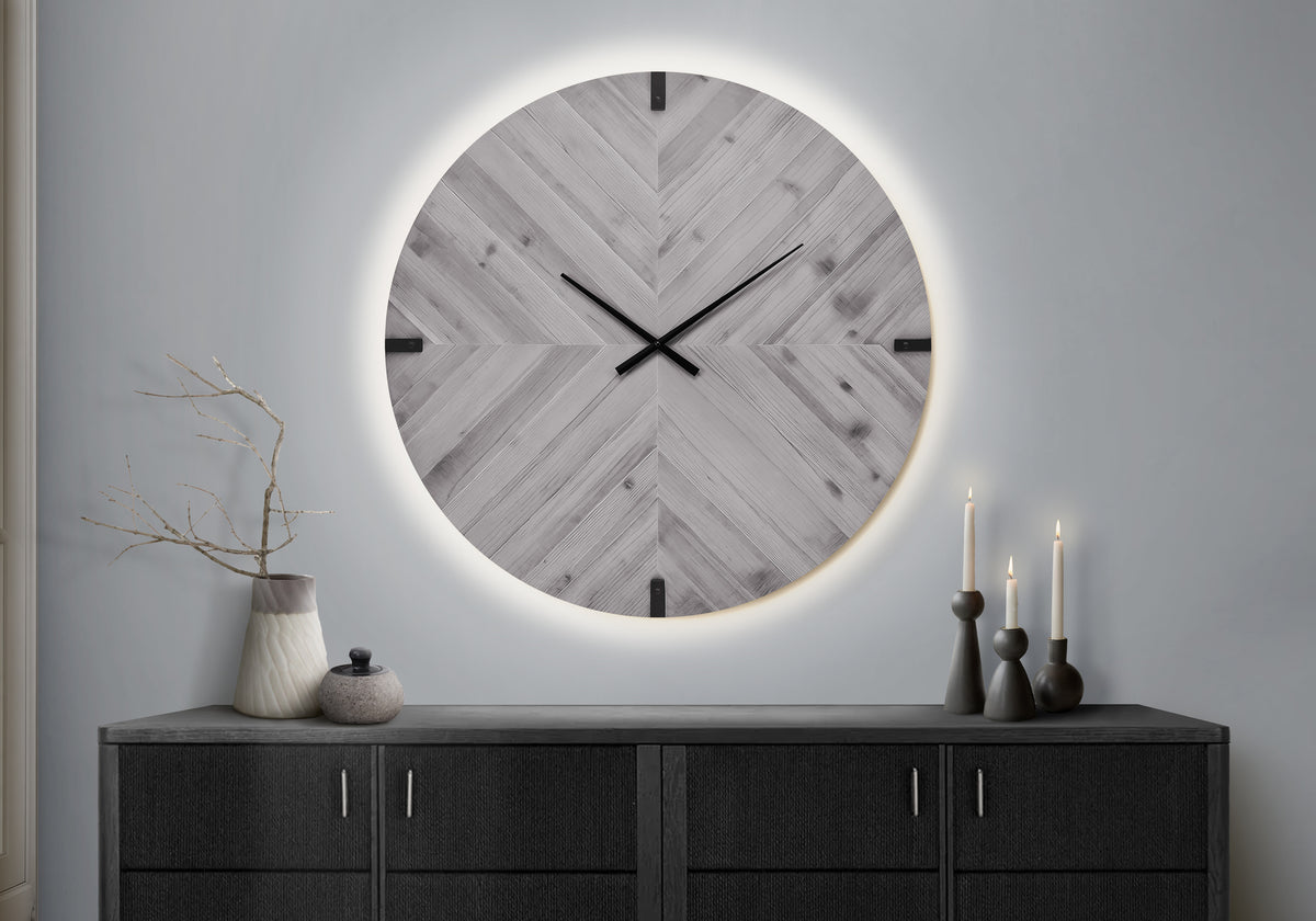 Colorado - Clocks 30" Round Large Oversized Wall Clock Grey Contemporary Modern